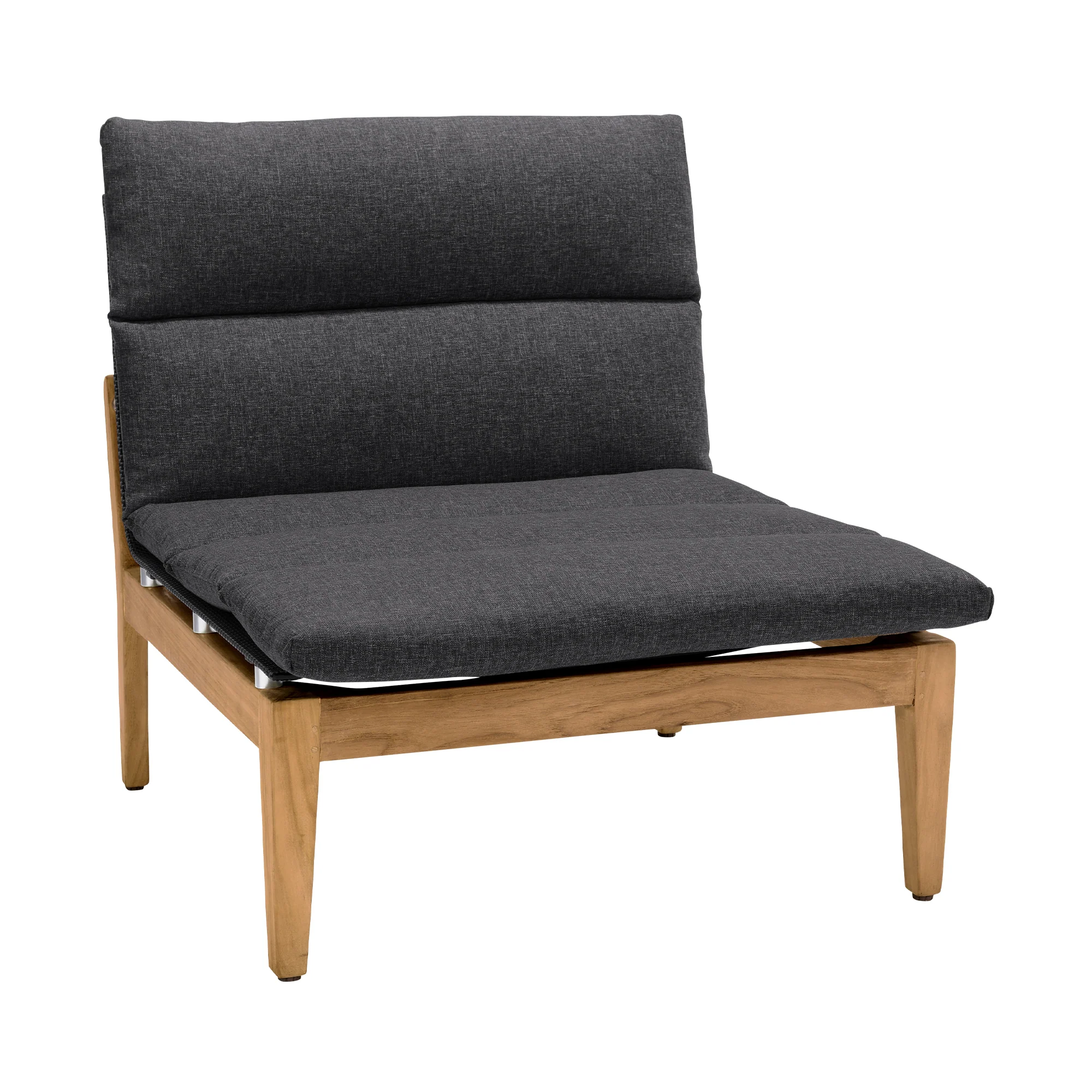 Arno Outdoor Modular Teak Wood Lounge Chair with Charcoal Olefin - Set of 2 By Armen Living - Image 9