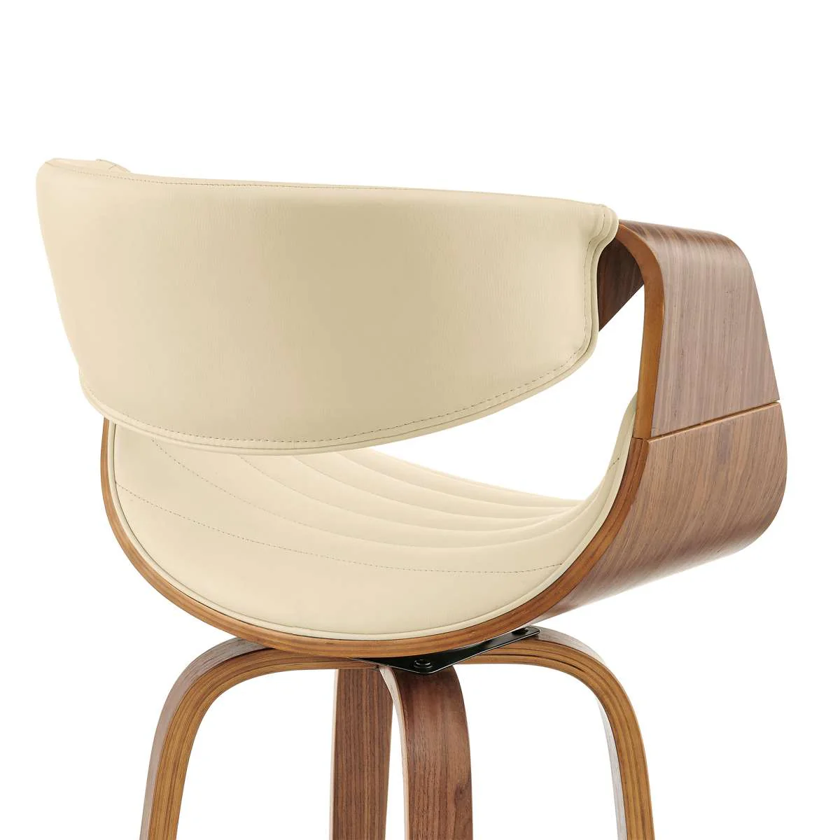 Arya 26" Swivel Counter Stool in Cream Faux Leather and Walnut Wood By Armen Living - Image 6