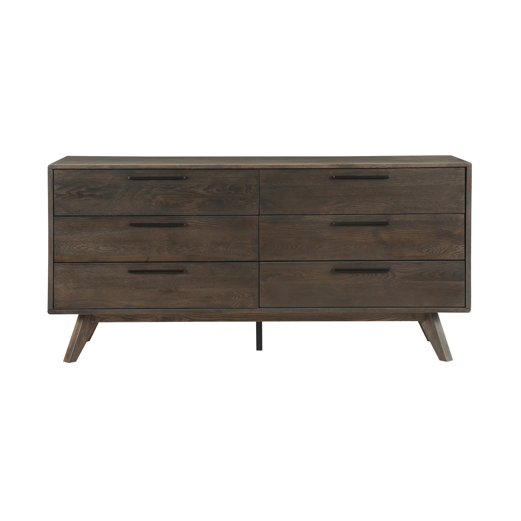 Astoria 4 Piece Queen Bedroom Set in Oak with Black Faux Leather  By Armen Living - Image 4