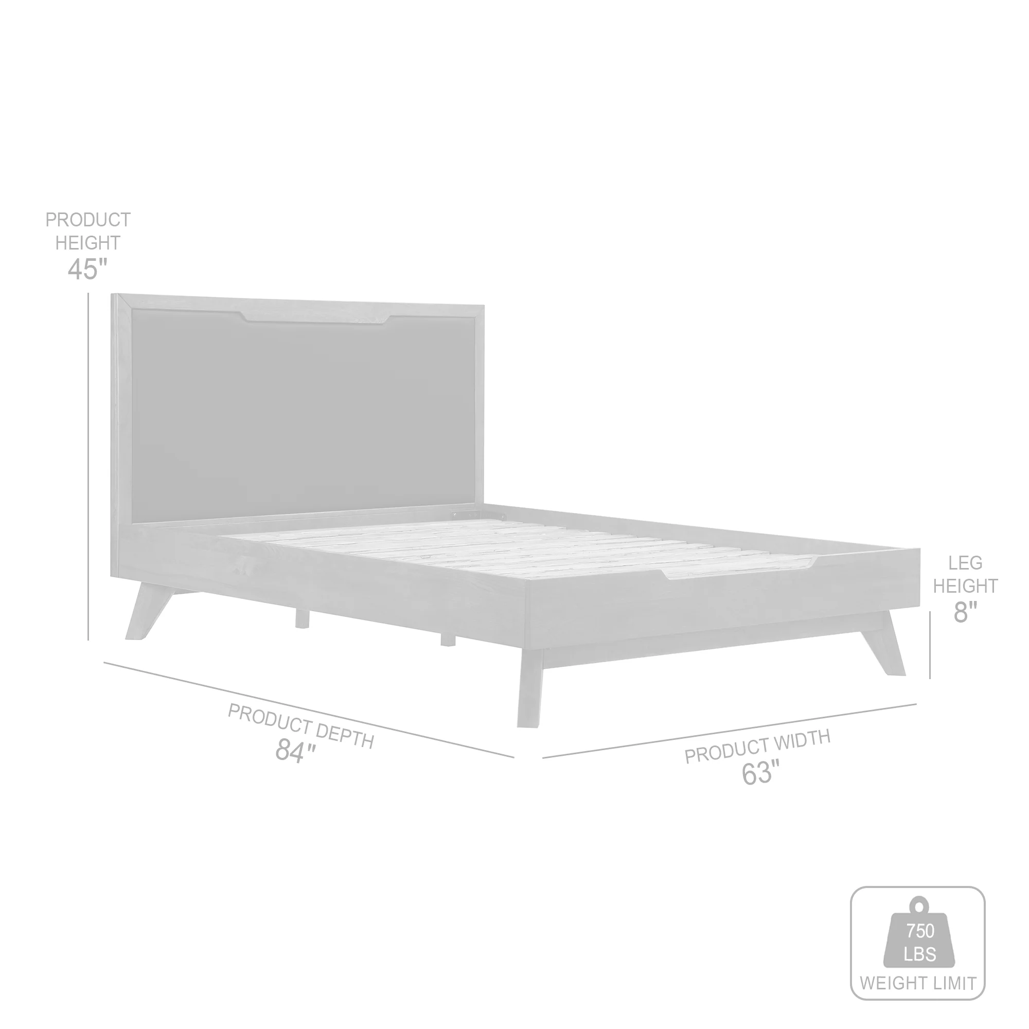 Astoria 4 Piece Queen Bedroom Set in Oak with Black Faux Leather  By Armen Living - Image 9