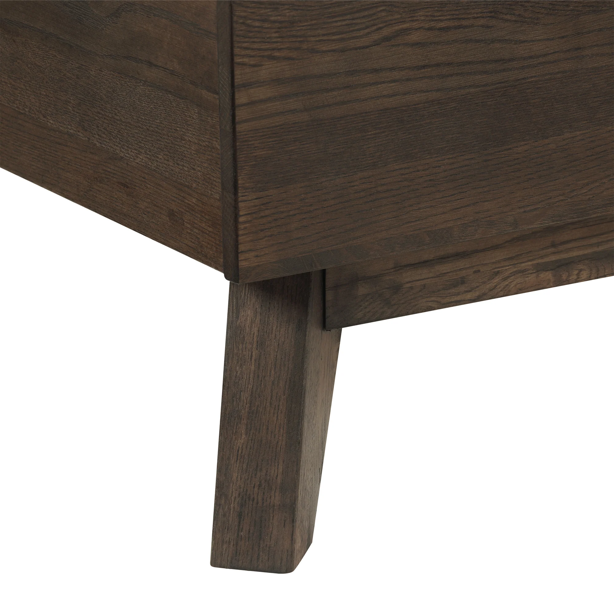 Astoria Queen Platform Bed Frame in Oak with Black Faux Leather By Armen Living - Image 6