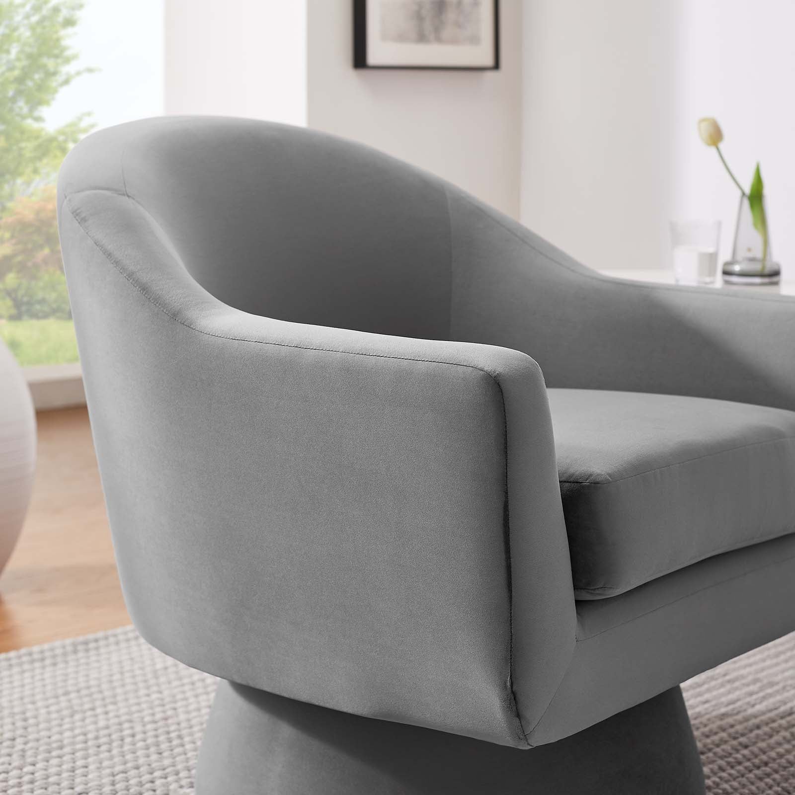 Astral Performance Velvet Fabric and Wood Swivel Chair By Modway - EEI-6360