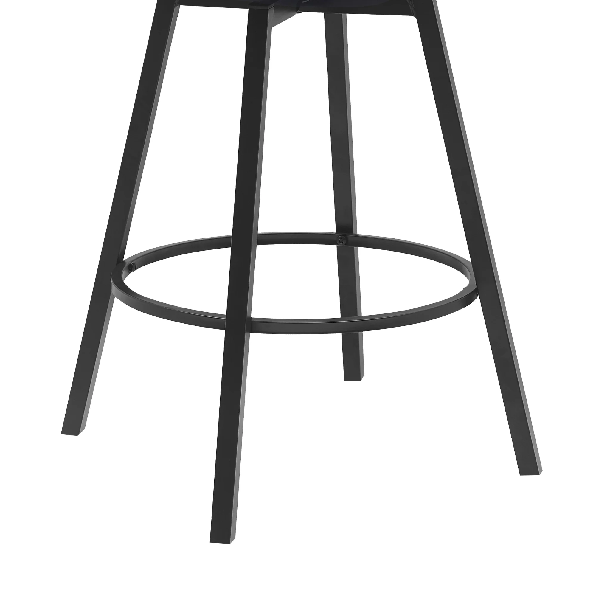 Athena 27" Swivel Walnut Wood Counter Stool in Black Faux Leather with Black Metal By Armen Living - Image 14