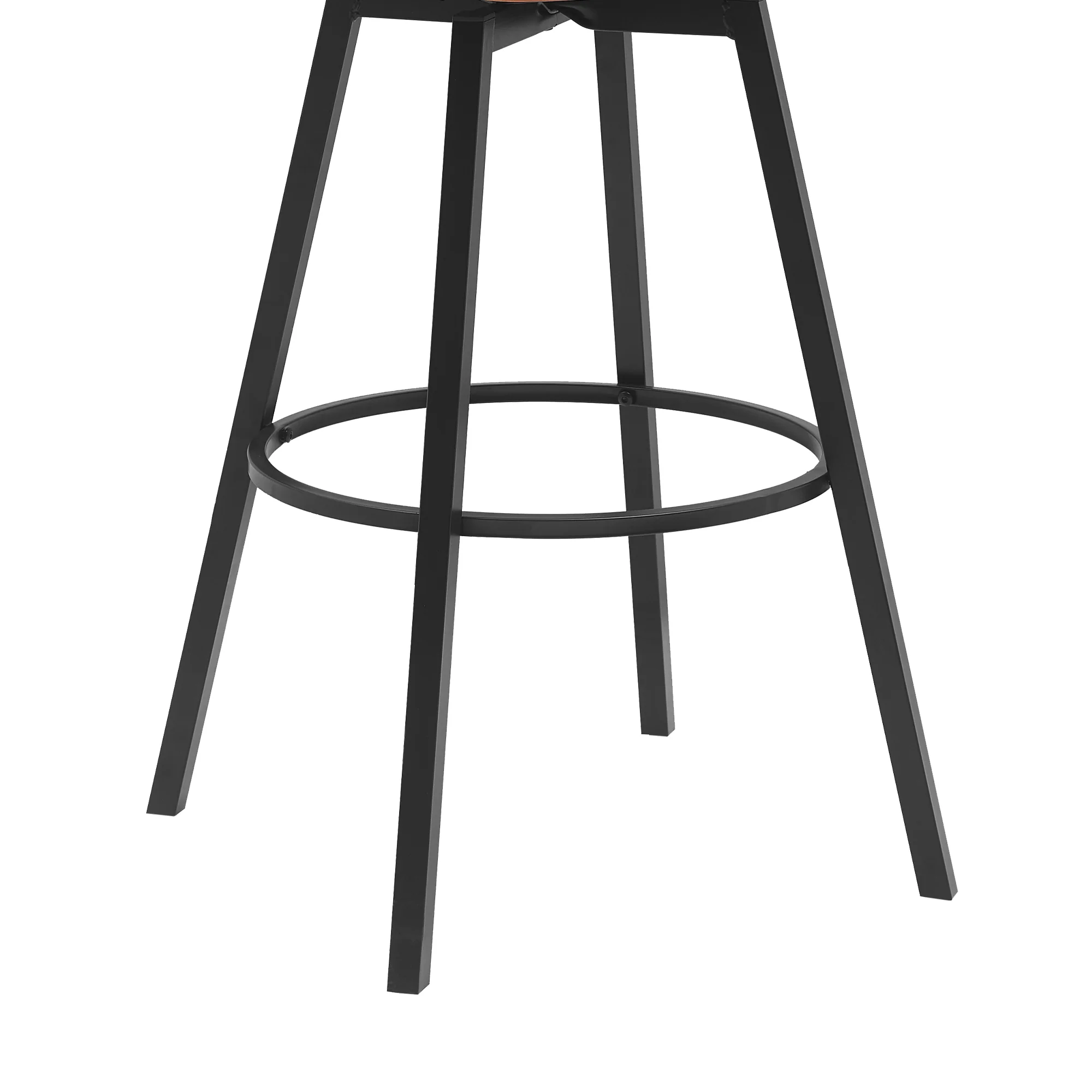 Athena 31" Swivel Walnut Wood Bar Stool in Black Faux Leather with Black Metal By Armen Living - Image 8