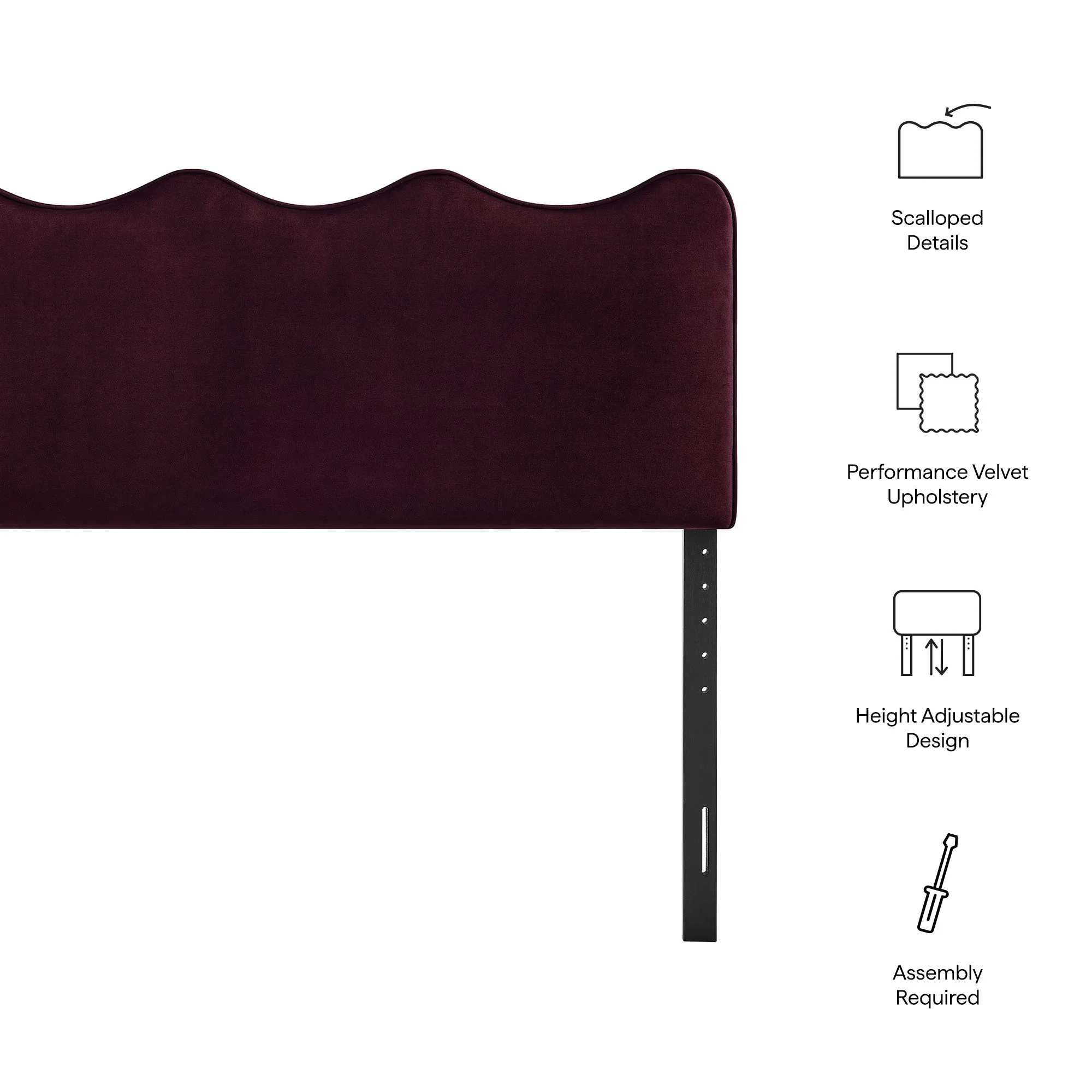 Athena Stain-Resistant Performance Velvet Full Size Headboard by Modway - Image 47