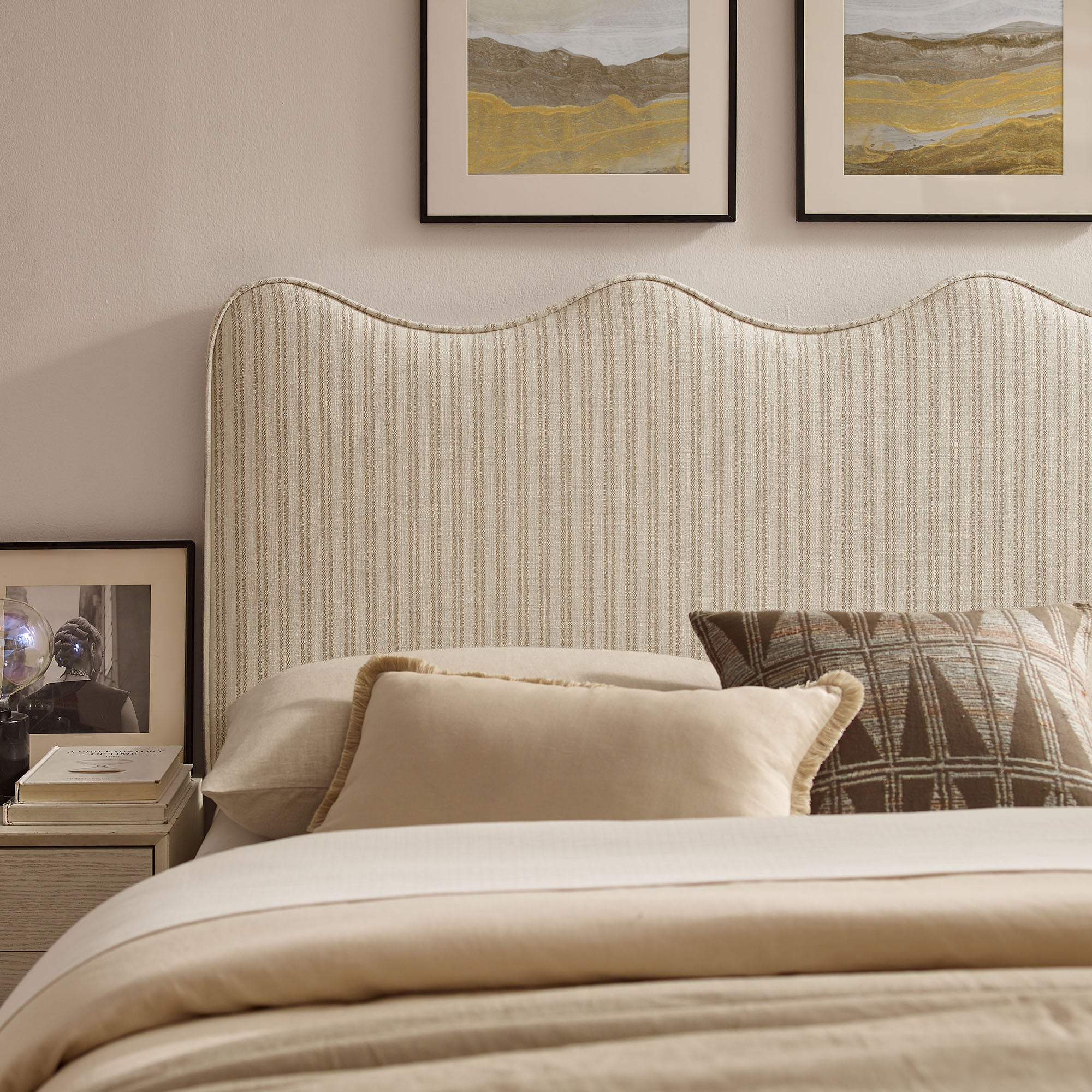 Athena Striped Fabric Upholstered Full Size Headboard by Modway - Image 15