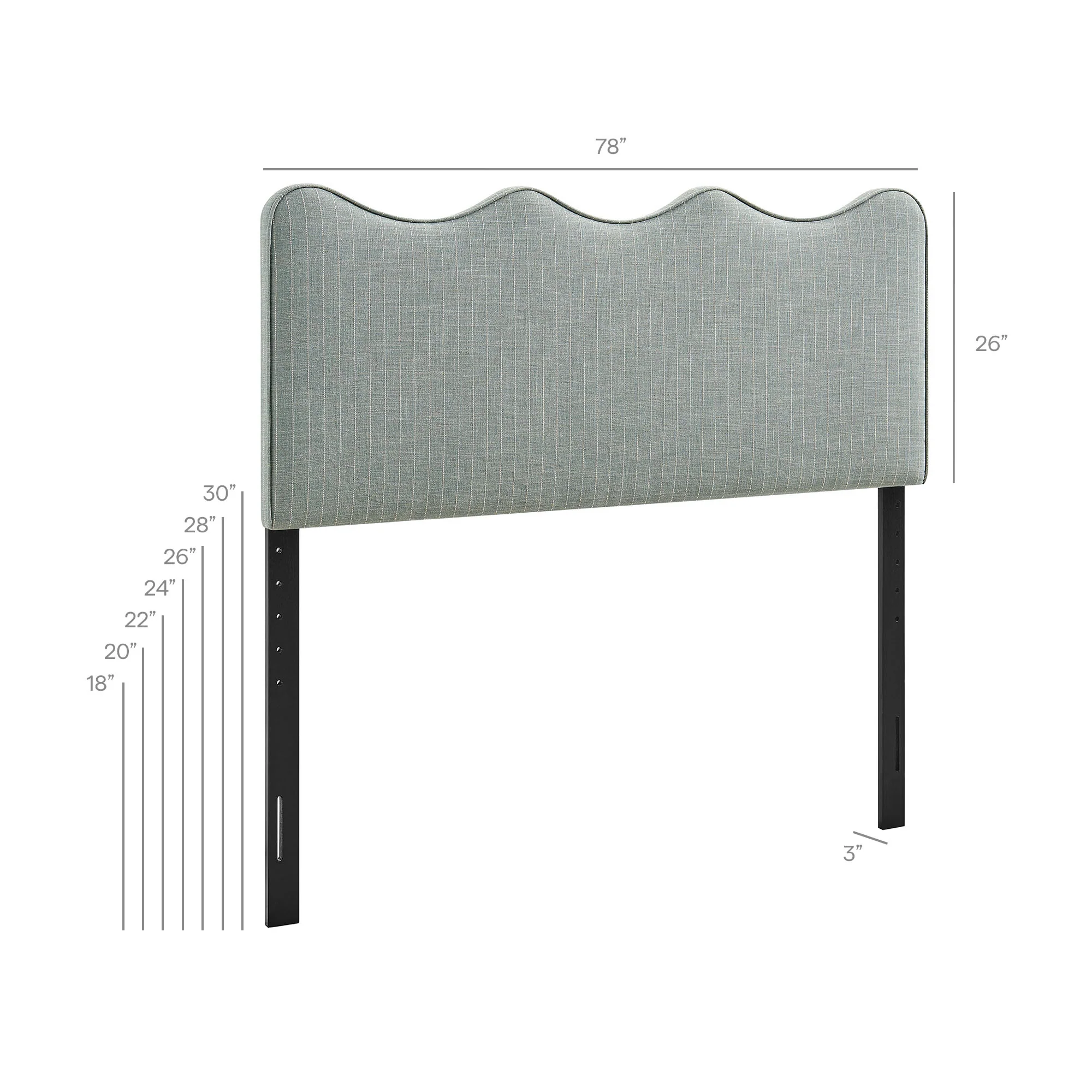 Athena Striped Fabric Upholstered King Size Headboard by Modway - Image 27