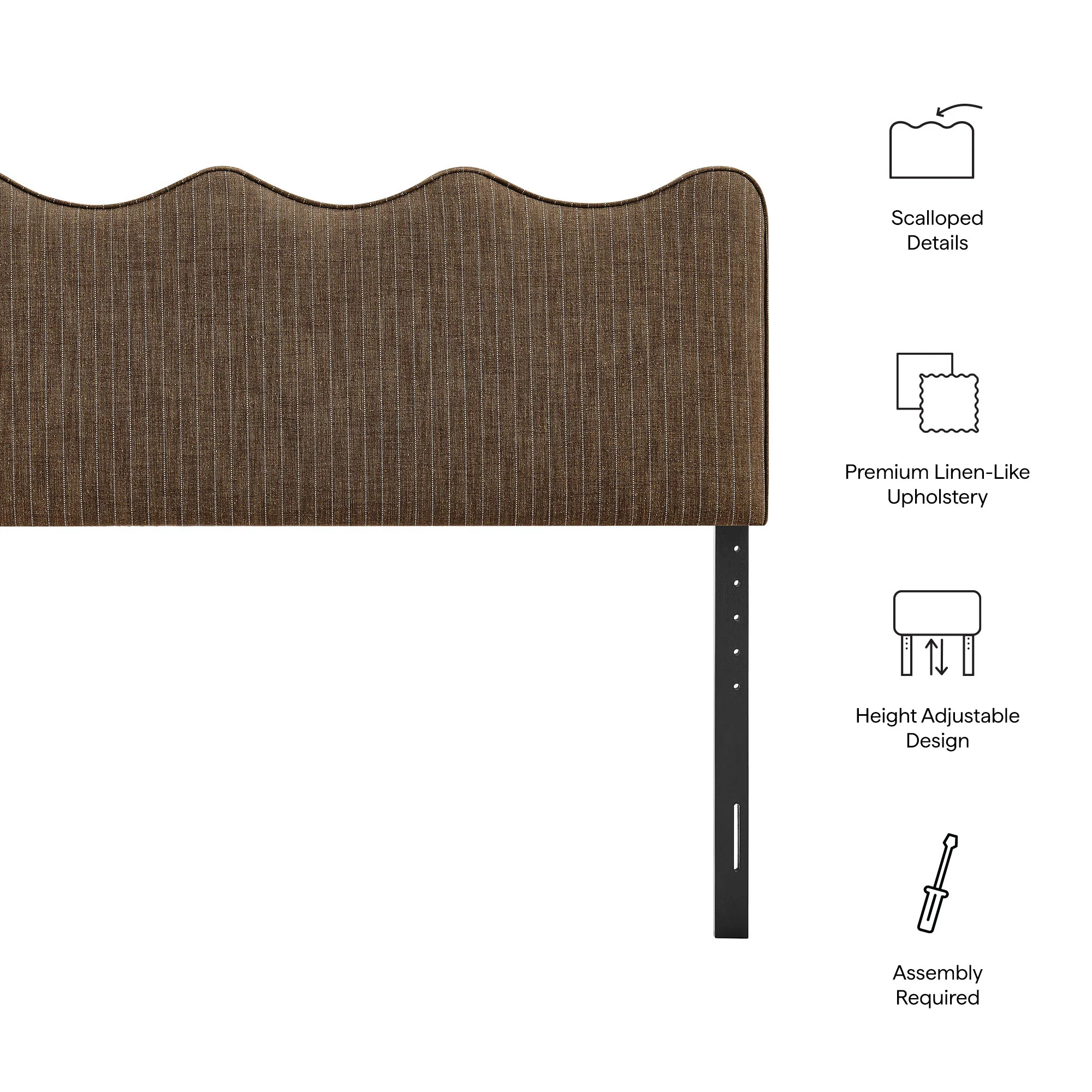Athena Striped Fabric Upholstered King Size Headboard by Modway - Image 8