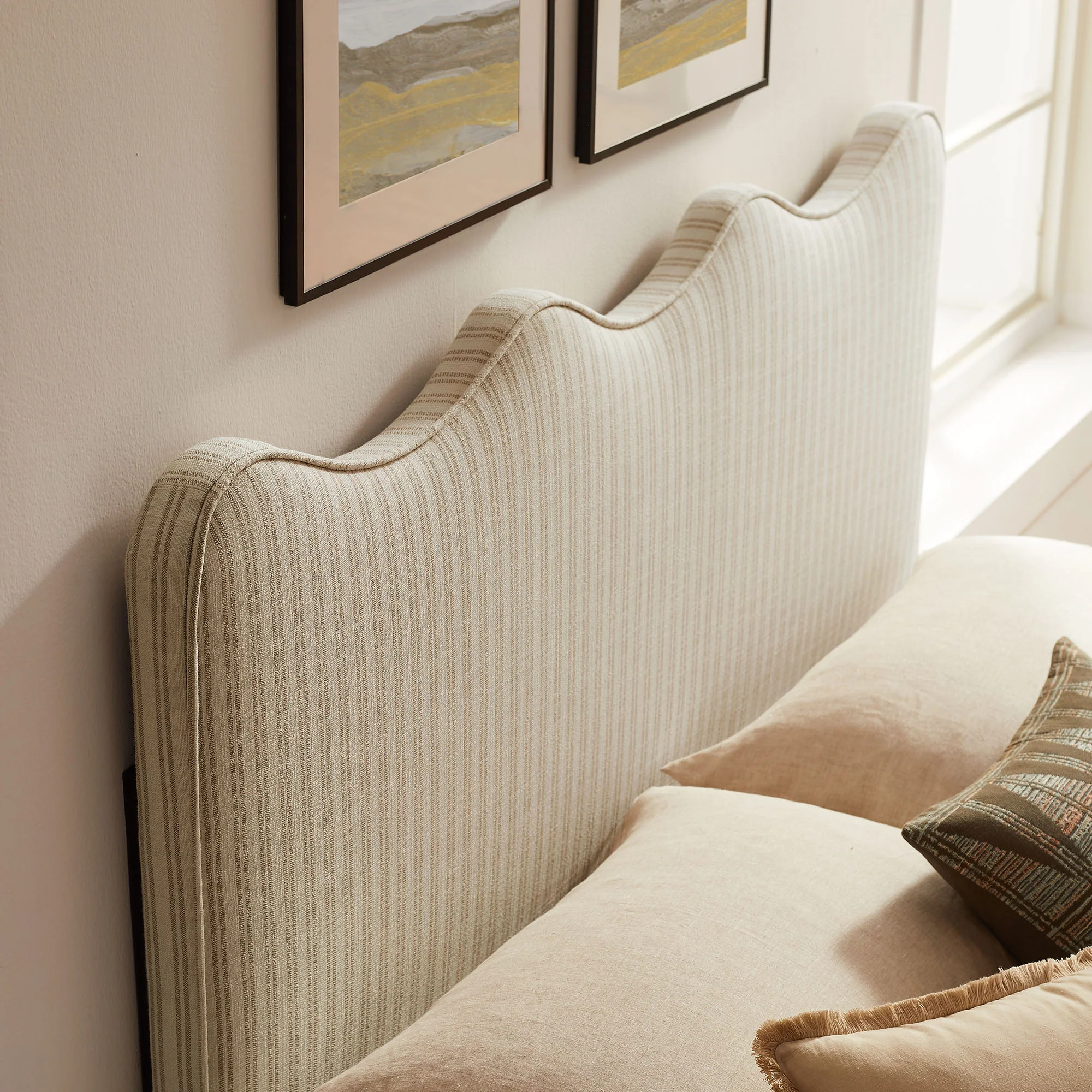 Athena Striped Fabric Upholstered Queen Size Headboard by Modway - Image 12