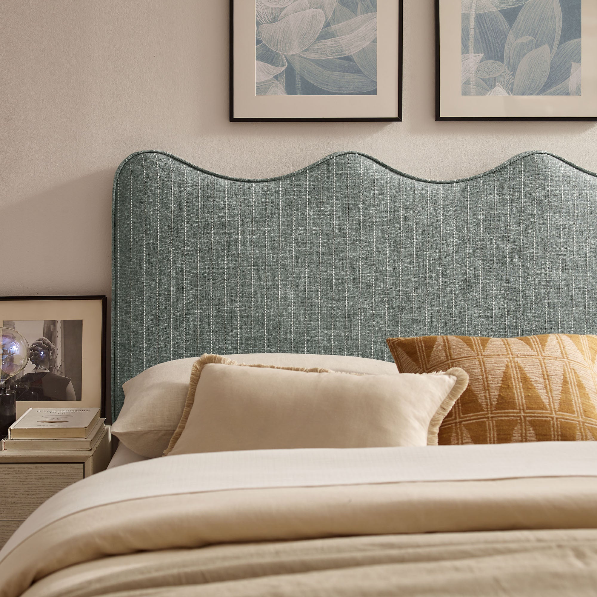 Athena Striped Fabric Upholstered Queen Size Headboard by Modway - Image 22