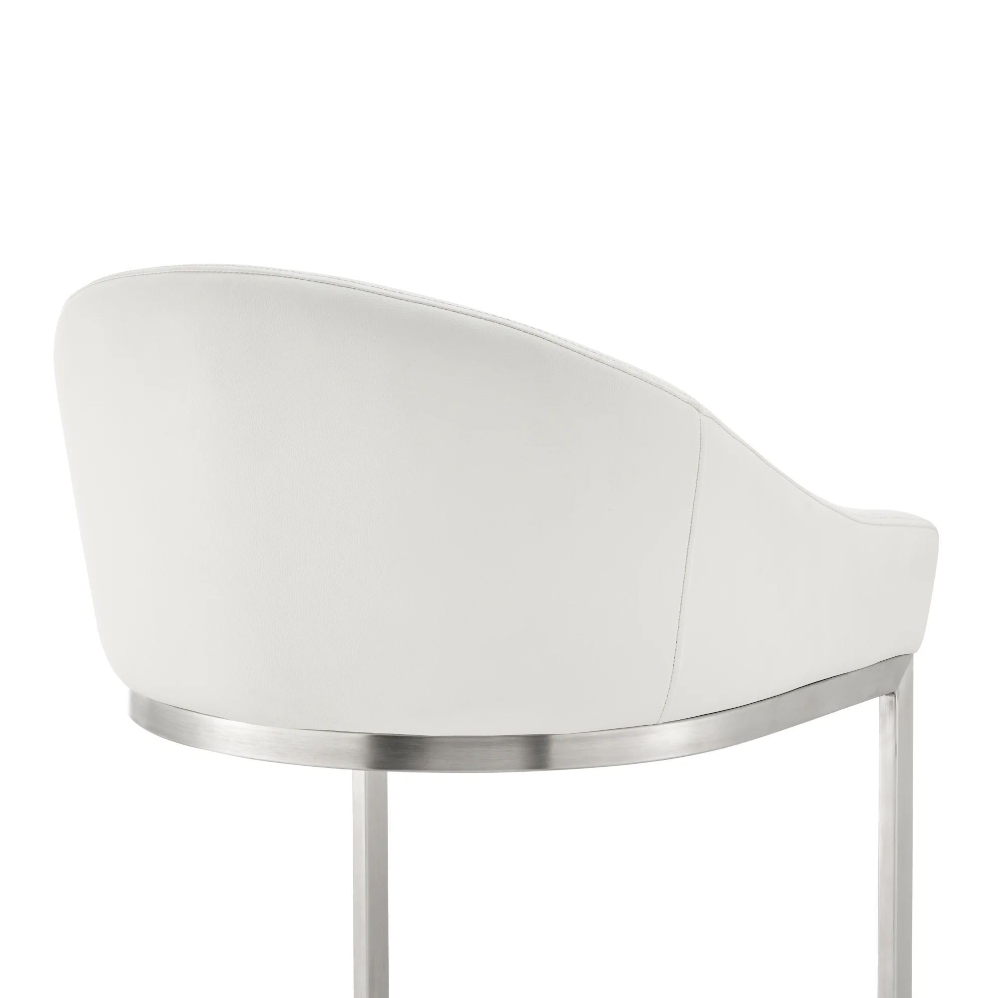 Atherik Bar Stool in Brushed Stainless Steel with White Faux Leather By Armen Living - Image 10
