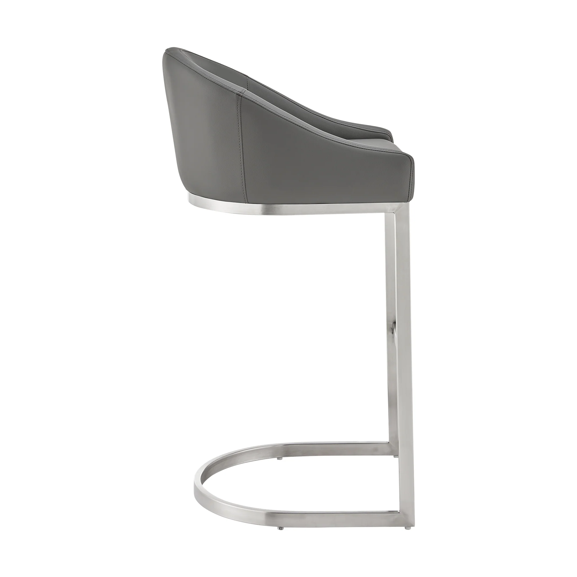 Atherik Bar Stool in Brushed Stainless Steel with White Faux Leather By Armen Living - Image 14