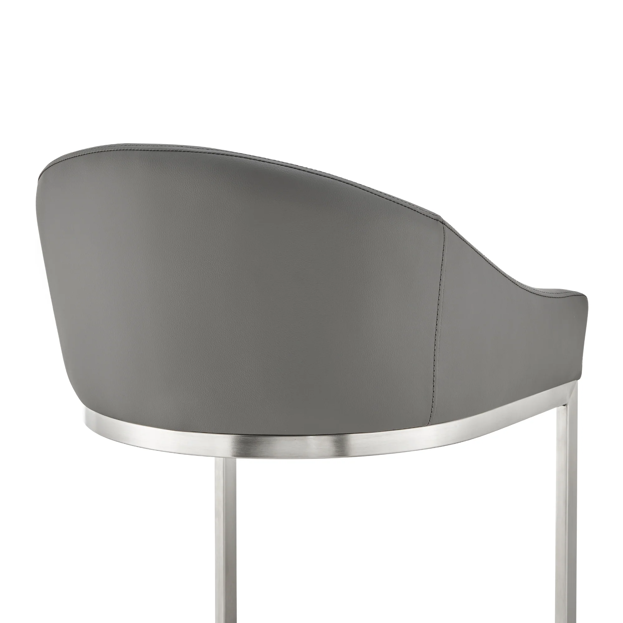Atherik Bar Stool in Brushed Stainless Steel with White Faux Leather By Armen Living - Image 20