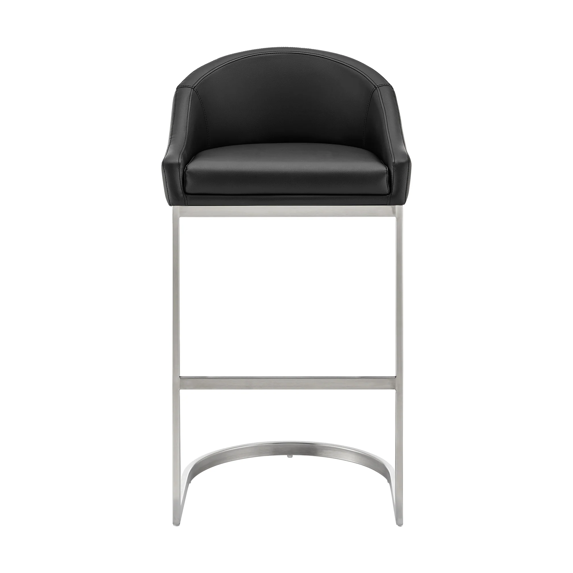 Atherik Bar Stool in Brushed Stainless Steel with White Faux Leather By Armen Living - Image 23