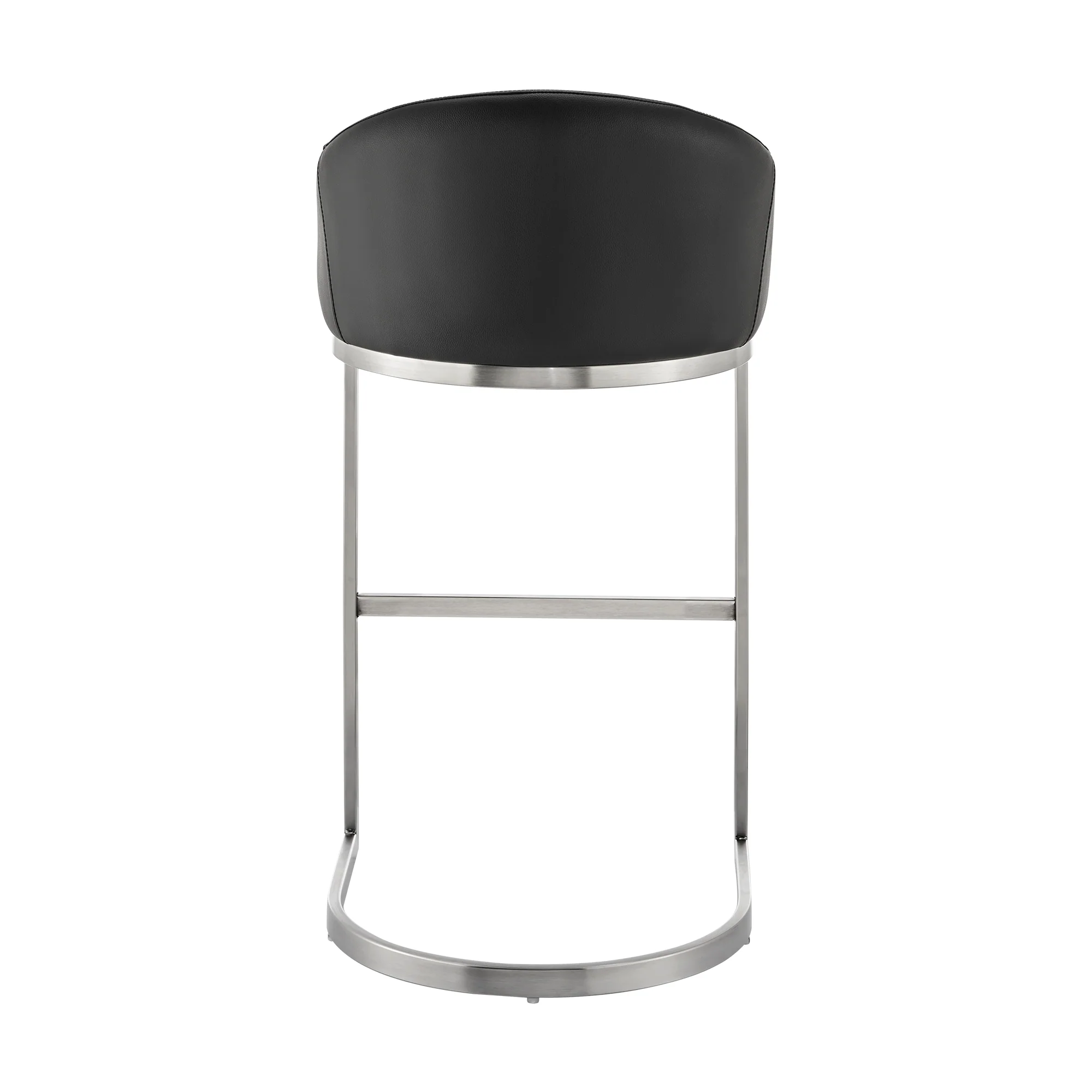 Atherik Bar Stool in Brushed Stainless Steel with White Faux Leather By Armen Living - Image 26