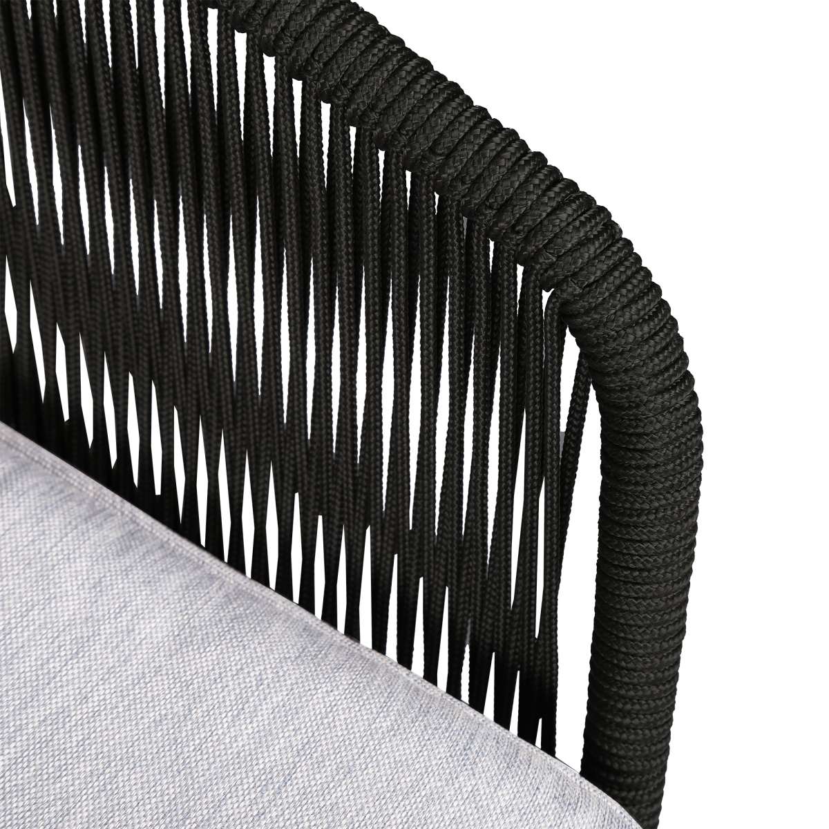 Athos Indoor Outdoor Club Chair in Dark Eucalyptus Wood with Latte Rope and Grey Cushions By Armen Living - Image 14