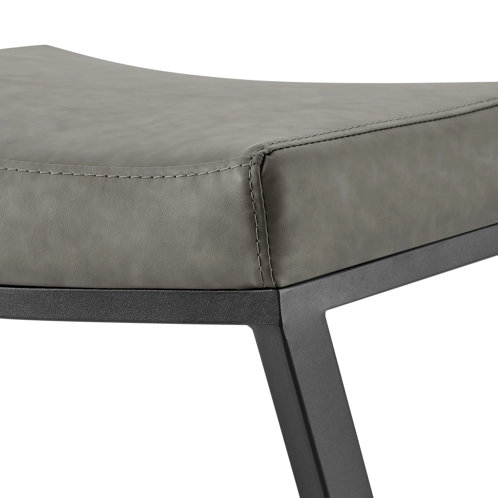Atlantis 30" Backless Bar Stool with Matte Black Iron and Vintage Gray Faux Leather By Armen Living - Image 7