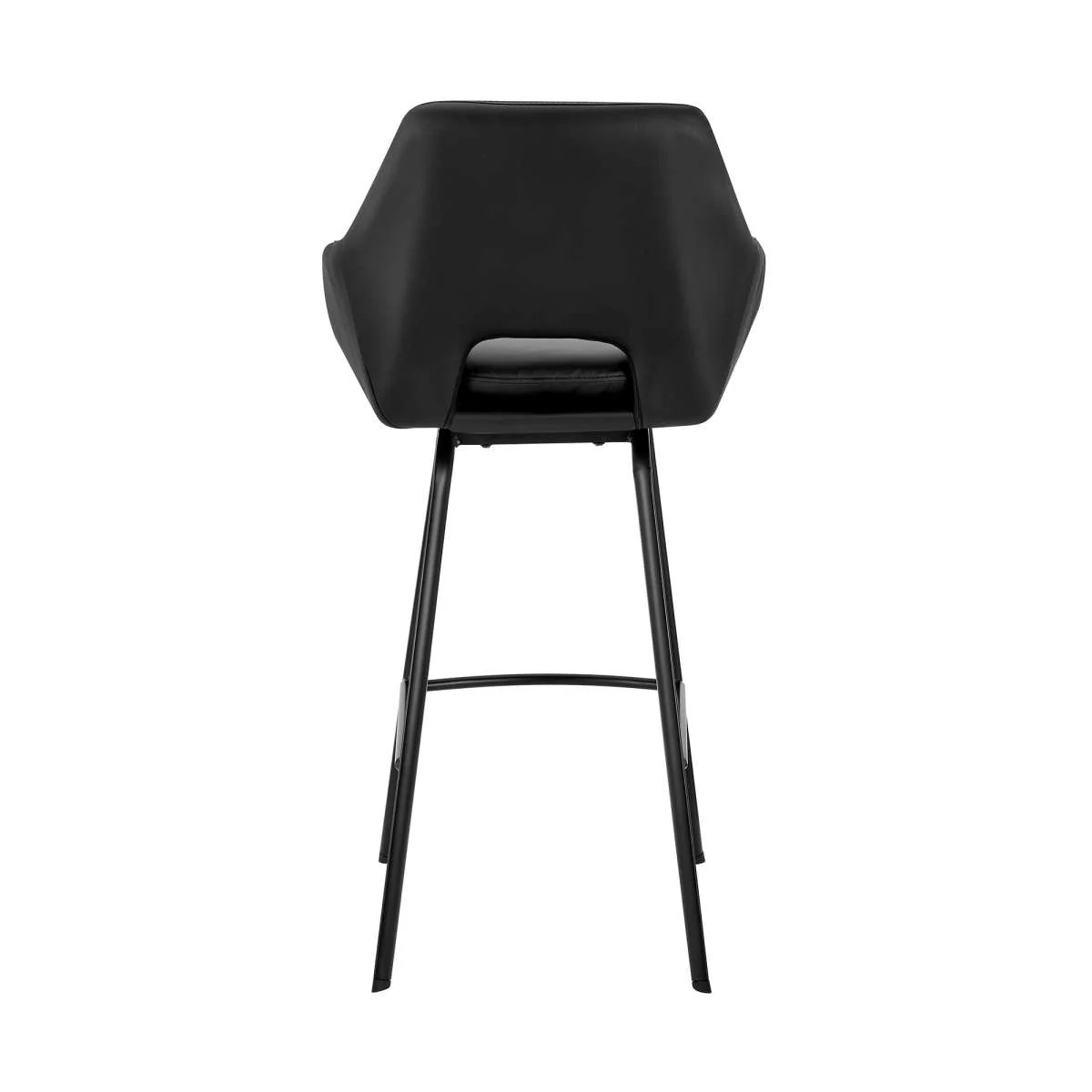 Aura Black Faux Leather and Black Metal Swivel 26" Counter Stool By Armen Living - Image 4
