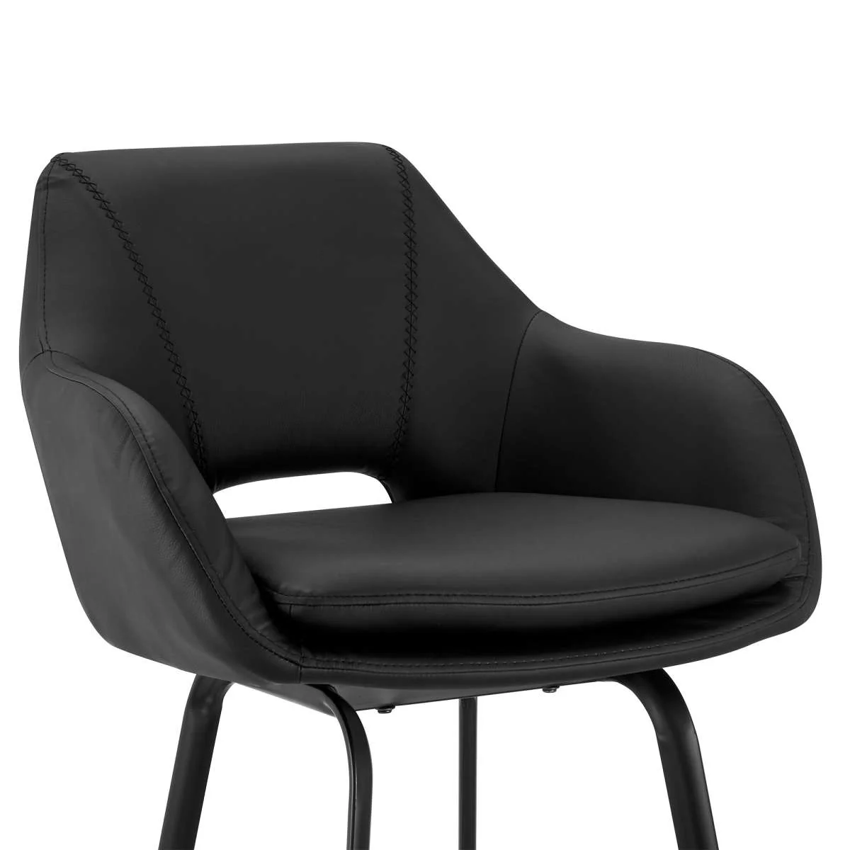 Aura Black Faux Leather and Black Metal Swivel 26" Counter Stool By Armen Living - Image 5