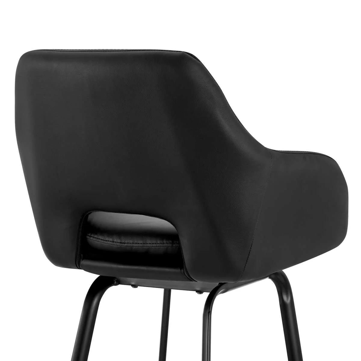 Aura Black Faux Leather and Black Metal Swivel 30" Bar Stool By Armen Living - Image 6