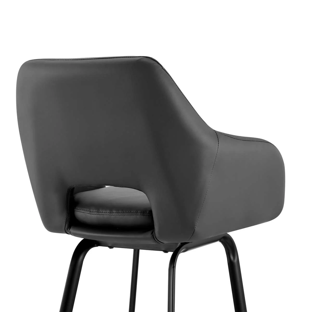 Aura Gray Faux Leather and Black Metal Swivel 30" Bar Stool By Armen Living - Image 6