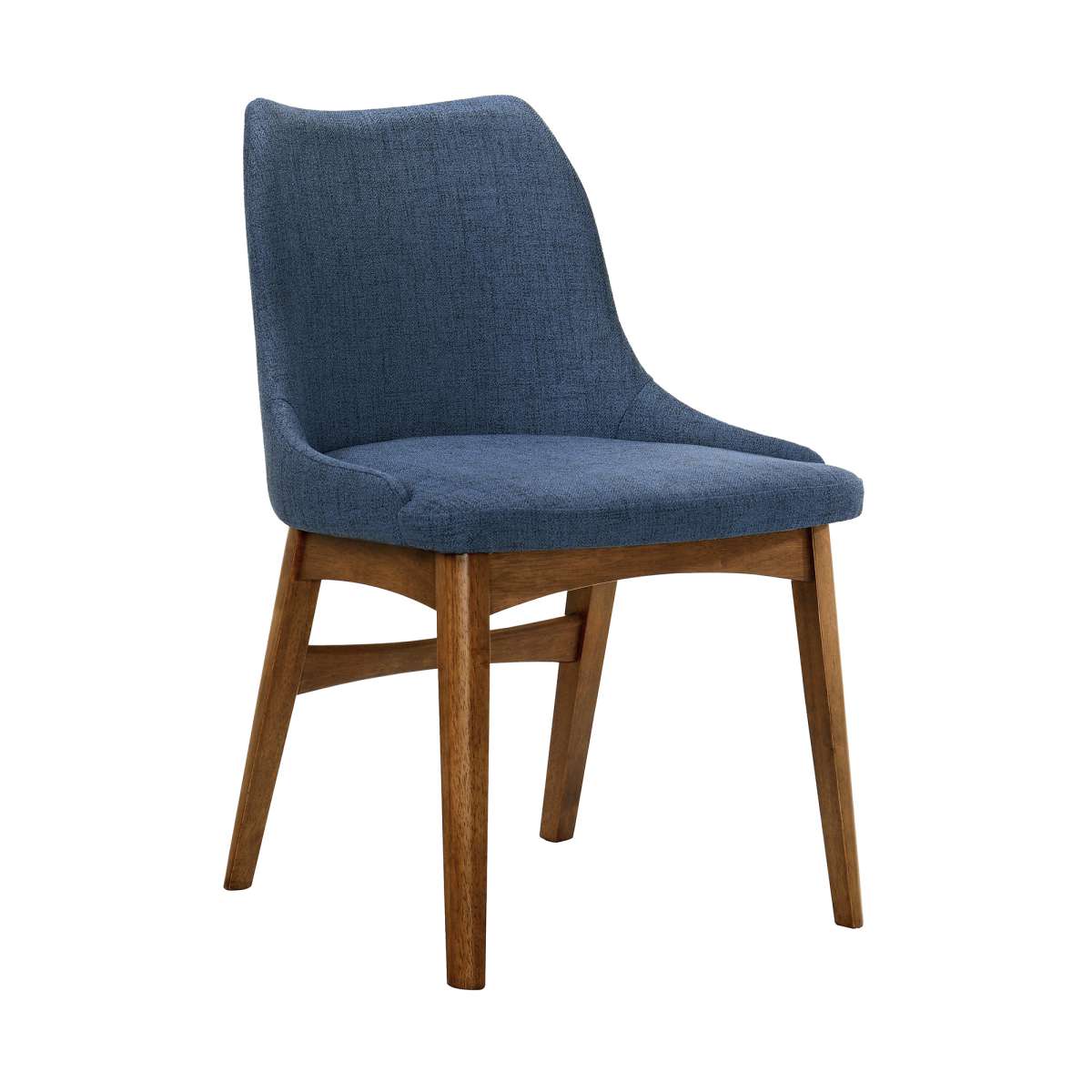 Azalea Blue Fabric and Walnut Wood Dining Side Chairs - Set of 2 By Armen Living - Image 3