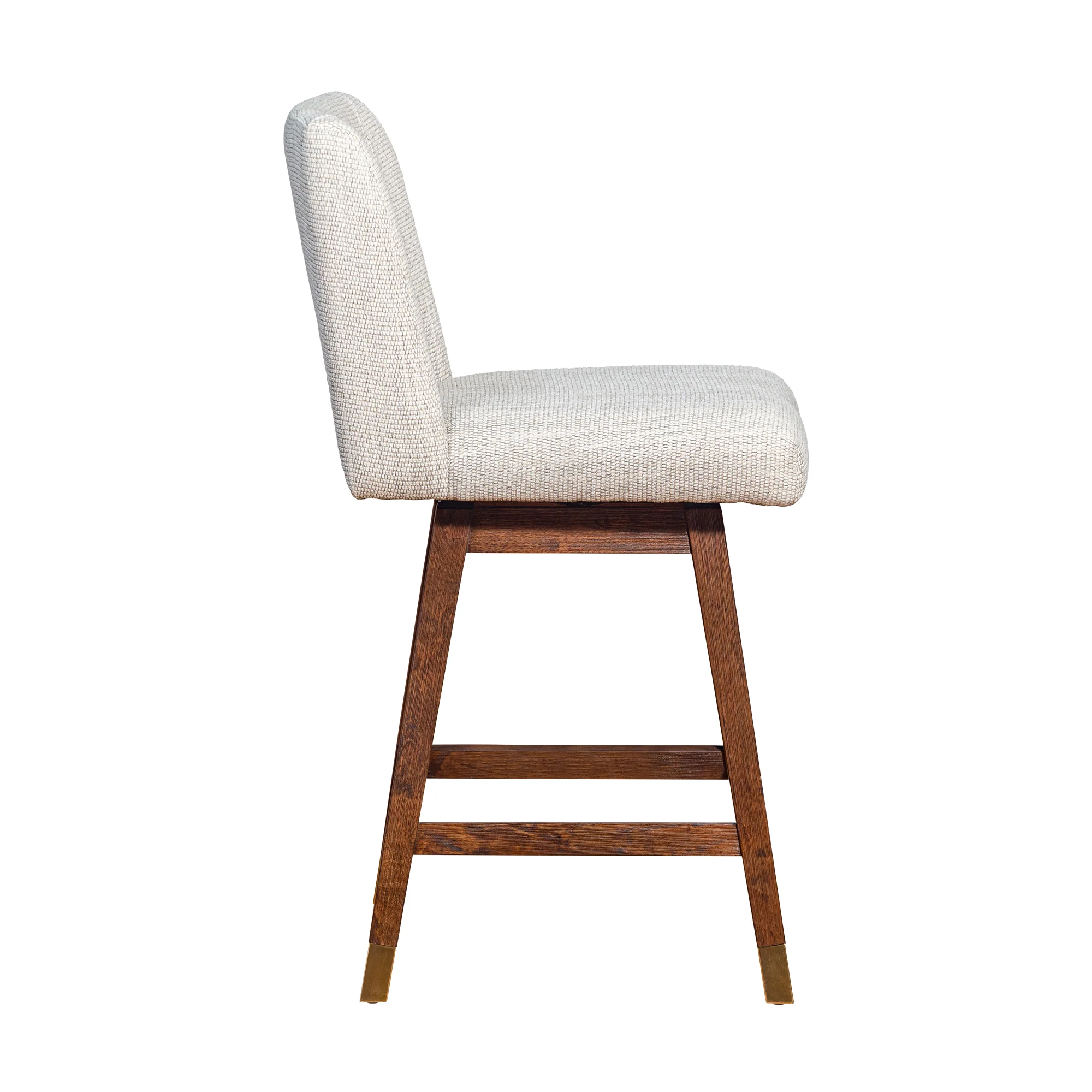 Basila Swivel Counter Stool in Brown Oak Wood Finish with Beige Fabric By Armen Living - Image 5