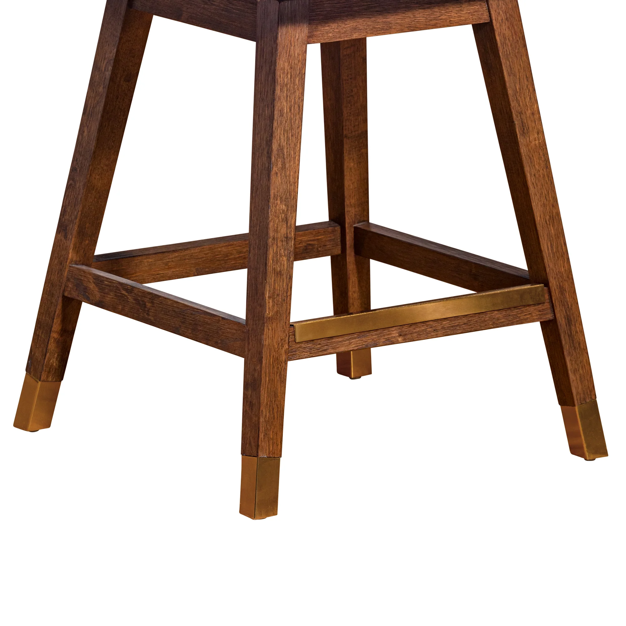Basila Swivel Counter Stool in Brown Oak Wood Finish with Beige Fabric By Armen Living - Image 8
