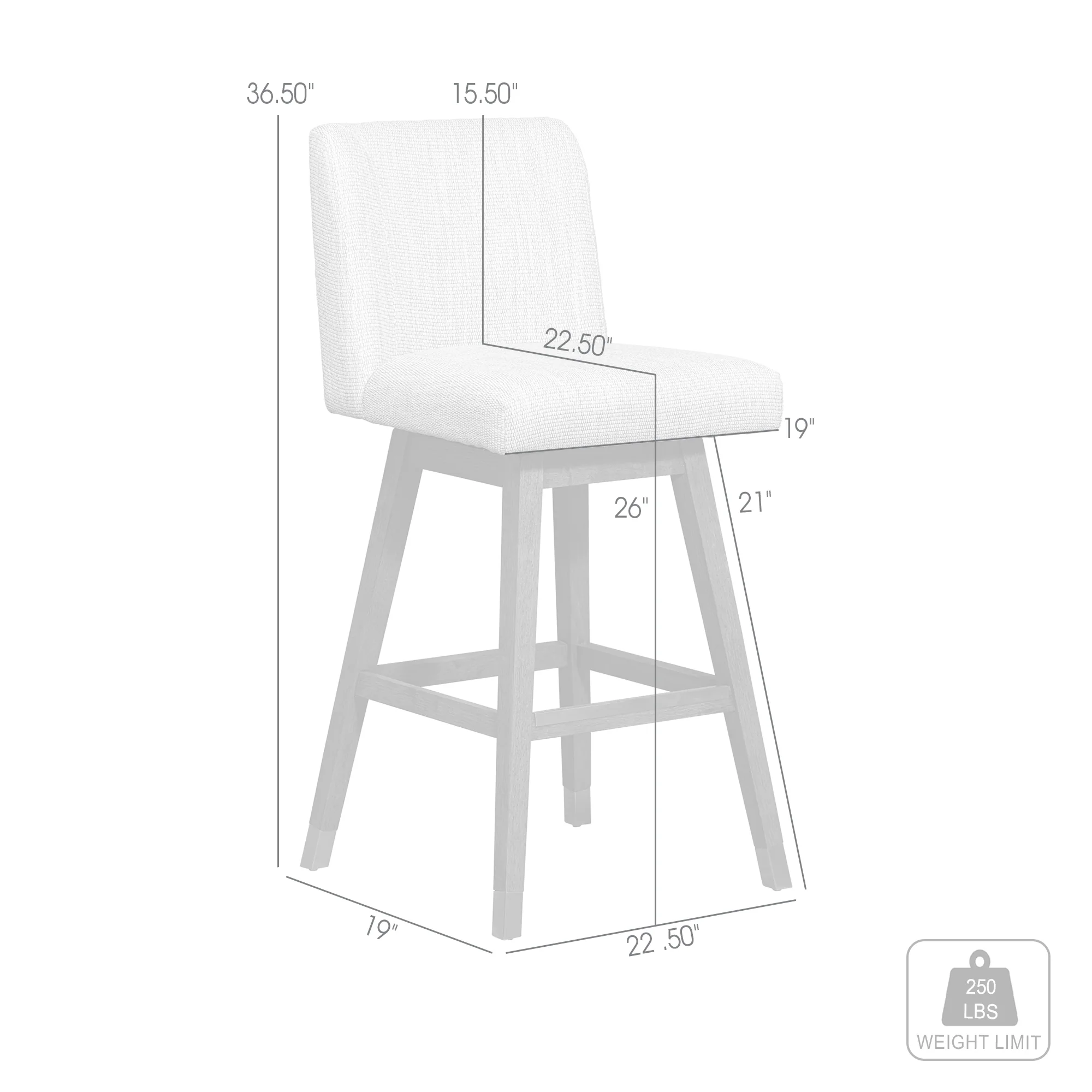 Basila Swivel Counter Stool in Brown Oak Wood Finish with Beige Fabric By Armen Living - Image 9