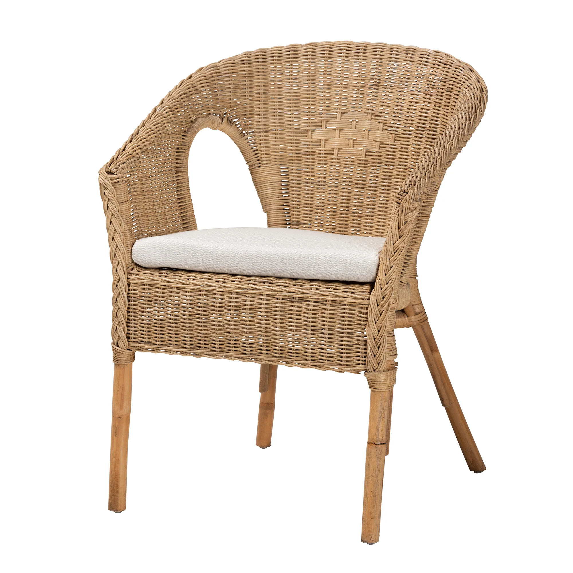 Baxton Studio Abbey Modern Bohemian Natural Brown Antique Rattan 3-Piece Living Room Set - Image 3