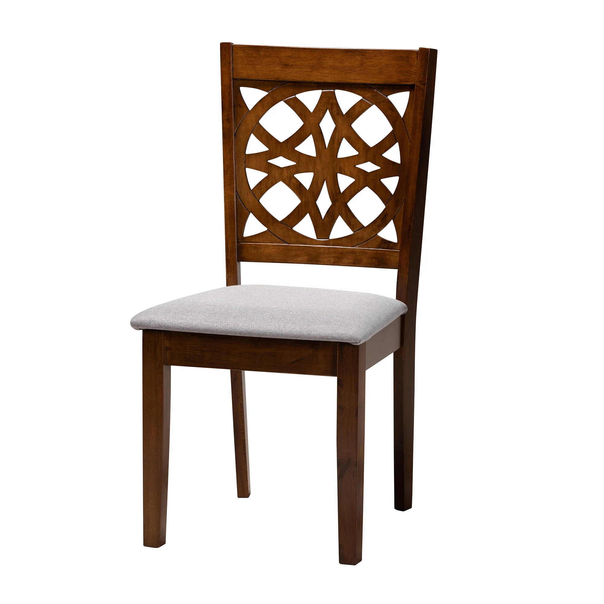 Baxton Studio Abigail Modern Grey Fabric and Walnut Brown Finished Wood 6-Piece Dining Set - Image 6