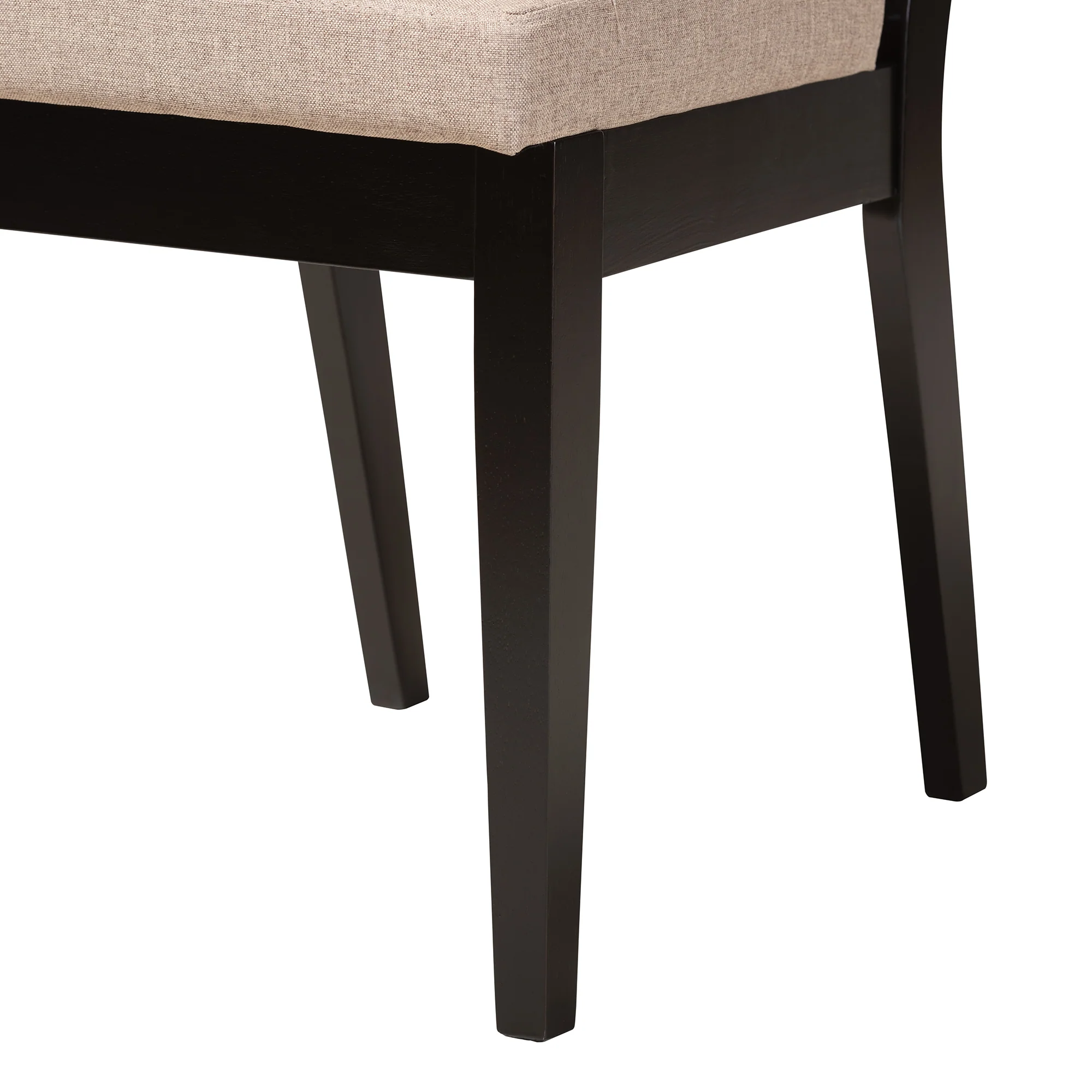 Baxton Studio Ana Modern Beige Fabric and Dark Brown Finished Wood 5-Piece Dining Set - Image 9