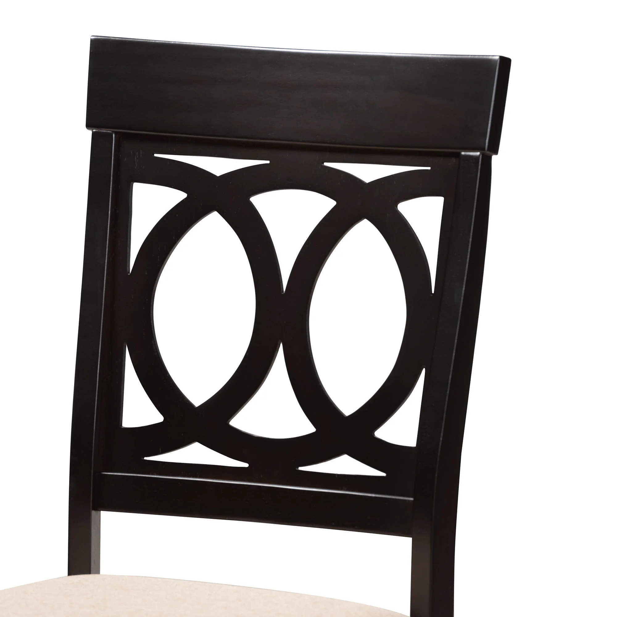 Baxton Studio Angie Modern Sand Fabric and Dark Brown Finished Wood 5-Piece Dining Set - Image 6