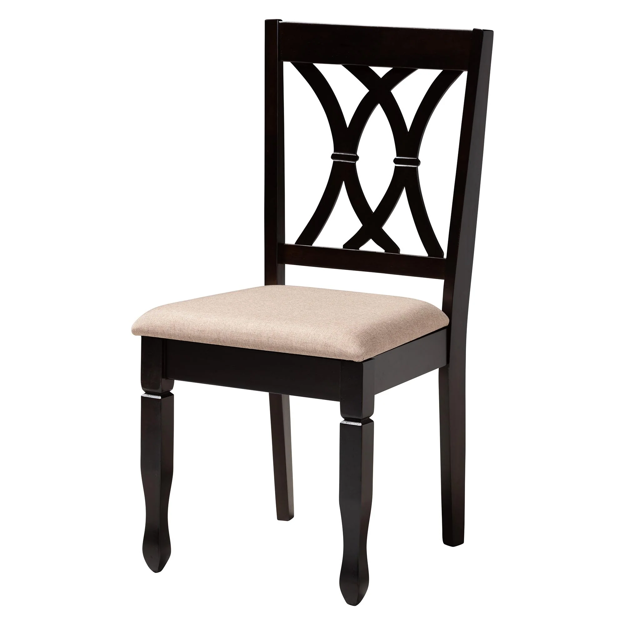 Baxton Studio April Modern Sand Fabric and Dark Brown Finished Wood 5-Piece Dining Set - Image 3