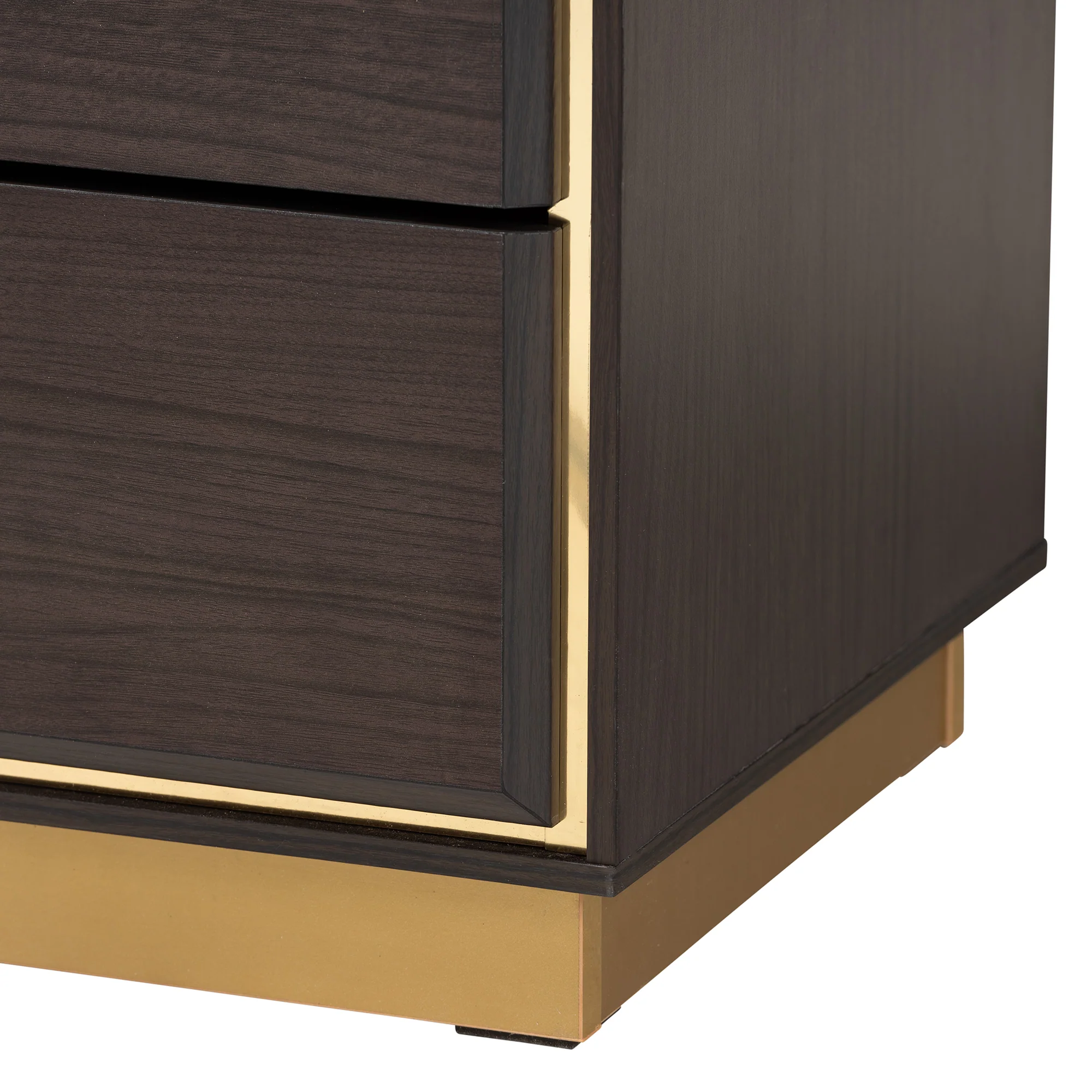 Baxton Studio Arcelia Contemporary Glam and Luxe Two-Tone Dark Brown and Gold Finished Wood Queen Size 4-Piece Bedroom Set - Image 8