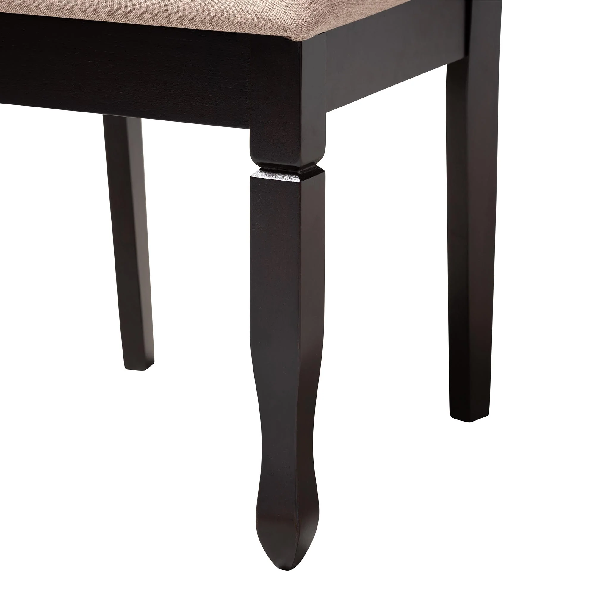 Baxton Studio Ariane Modern Sand Fabric and Dark Brown Finished Wood 5-Piece Dining Set - Image 9