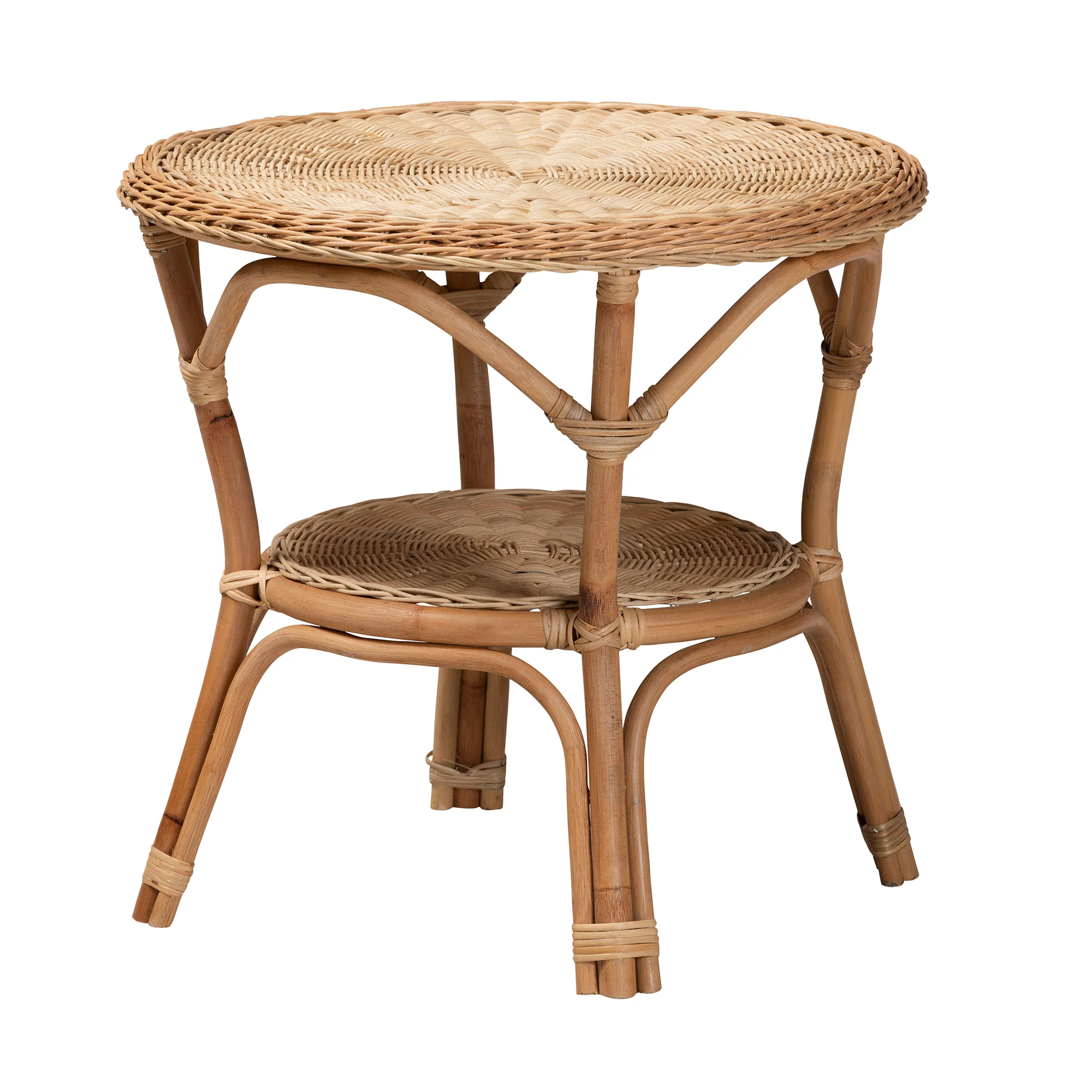 Baxton Studio bali & pari Abbey Modern Bohemian Natural Brown Antique Rattan Coffee Table - Image 2