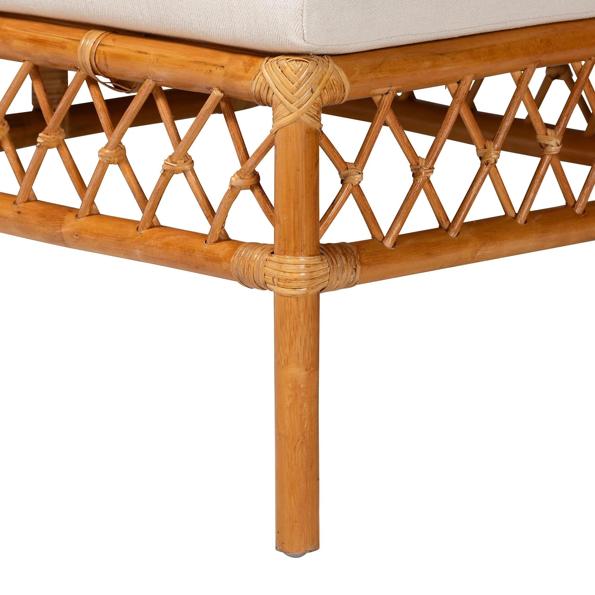 Baxton Studio bali & pari Abella Modern Bohemian Honey Rattan 4-Piece Dining Nook Set - Image 11
