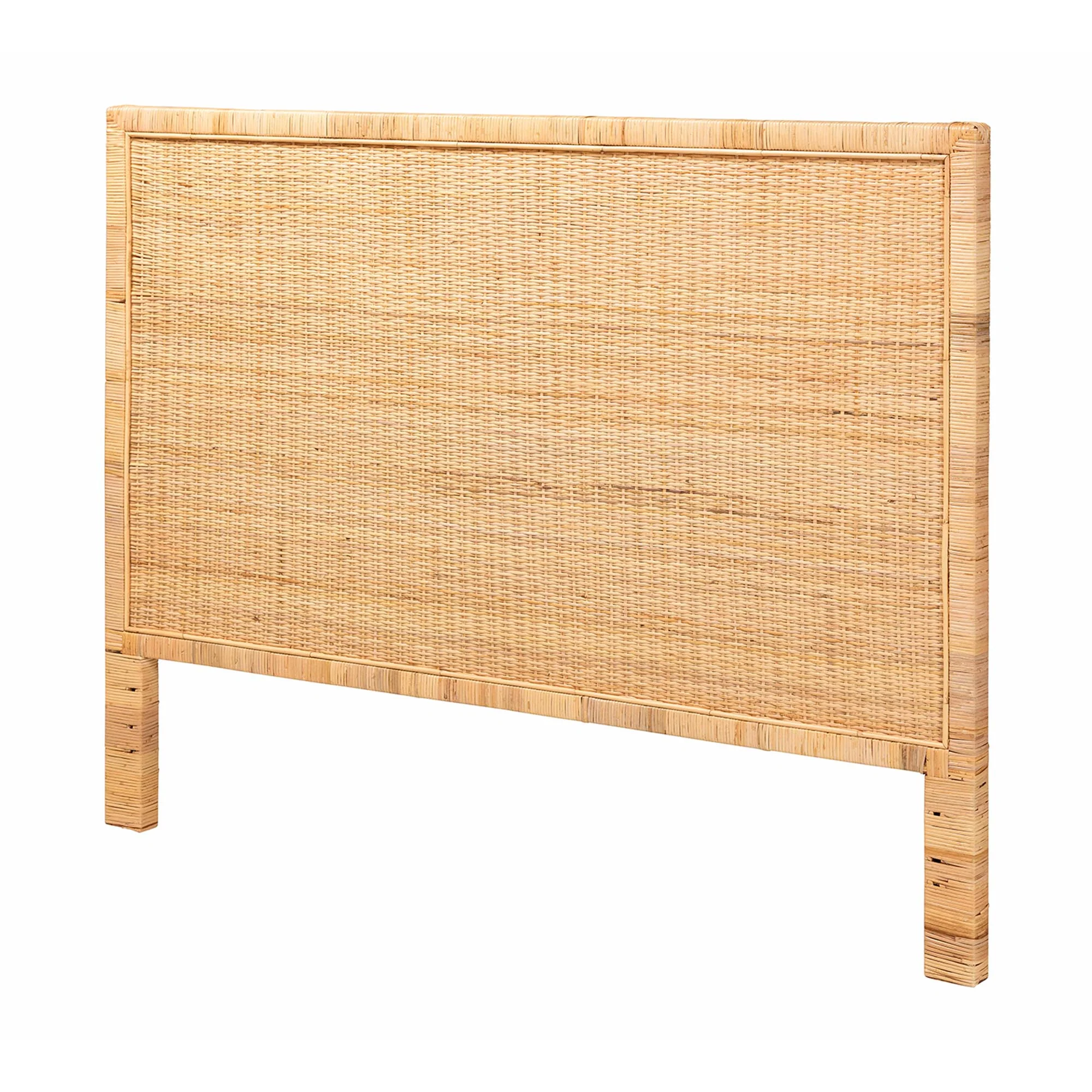 Baxton Studio bali & pari Adelyn Modern Bohemian Natural Brown Rattan and Mahogany Wood Queen Size Headboard - Image 2