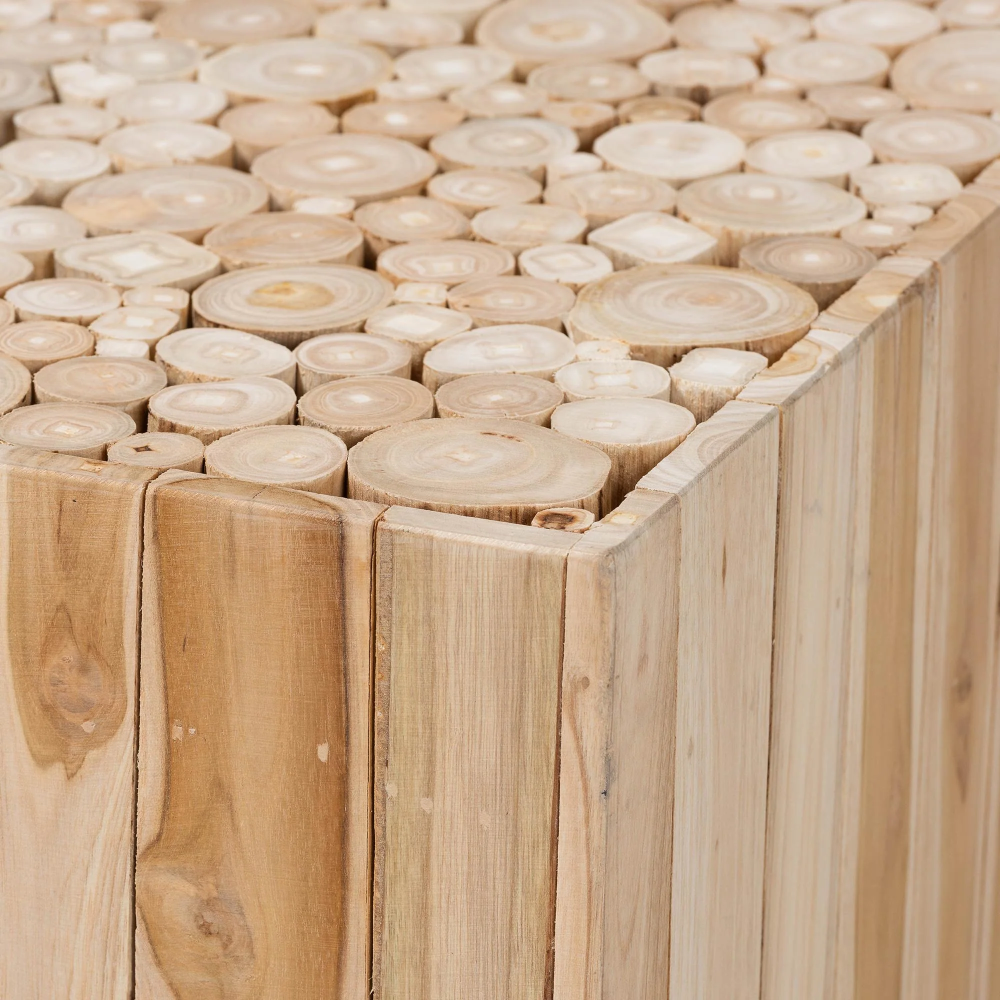 Baxton Studio bali & pari Augusta Bohemian Natural Teak Wood Coffee Table with Unique Repurposed Wood Logs - Image 7