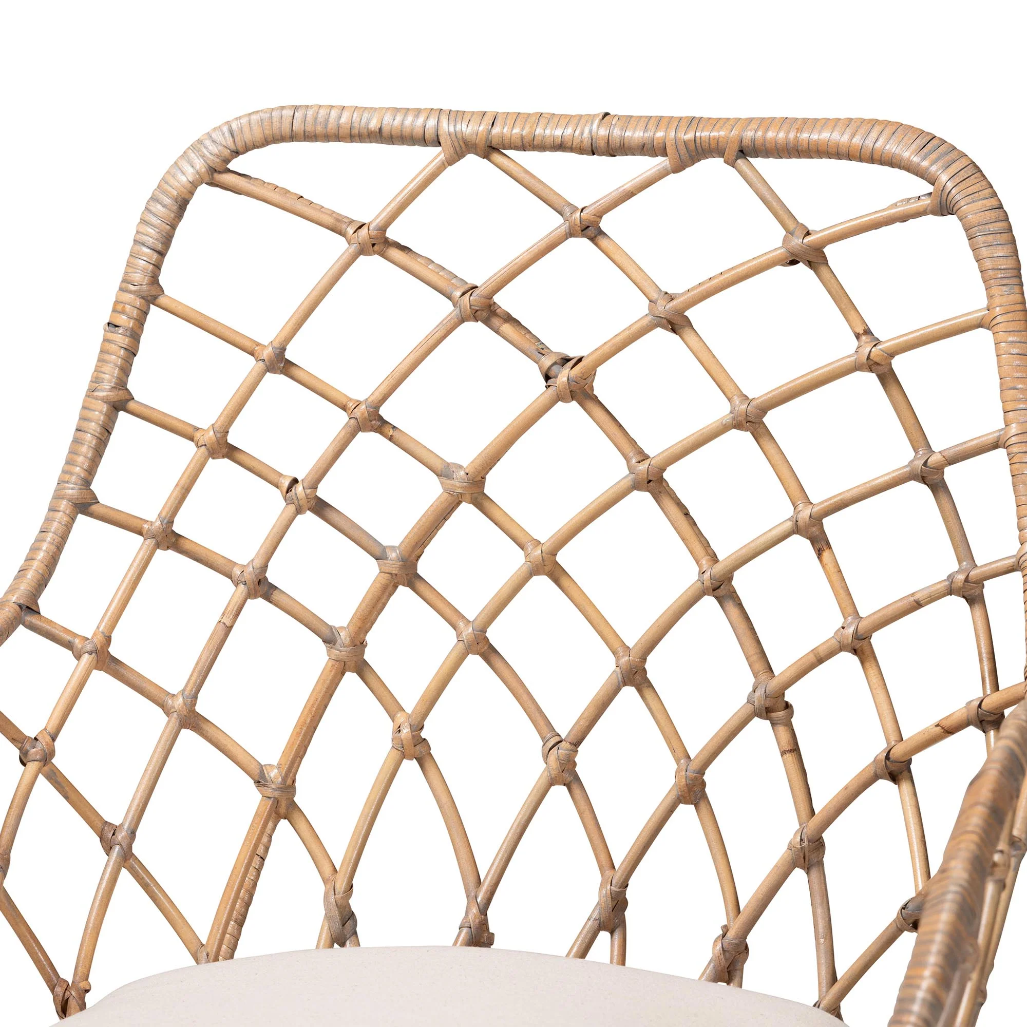 Baxton Studio bali & pari Ballerina Modern Bohemian Greywashed Rattan and Natural Brown Finished Wood 2-Piece Dining Chair Set - Image 5