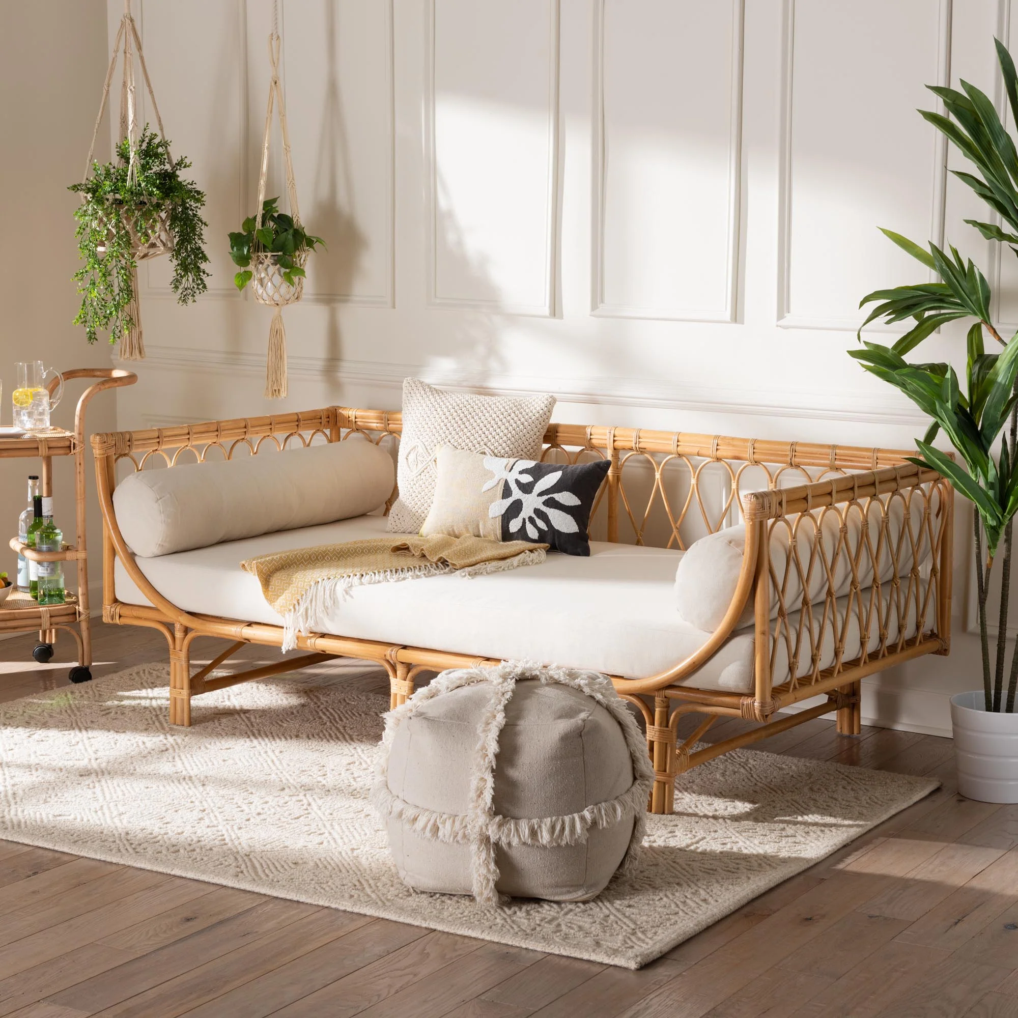 Baxton Studio bali & pari Davida Modern Bohemian Natural Brown Rattan Daybed