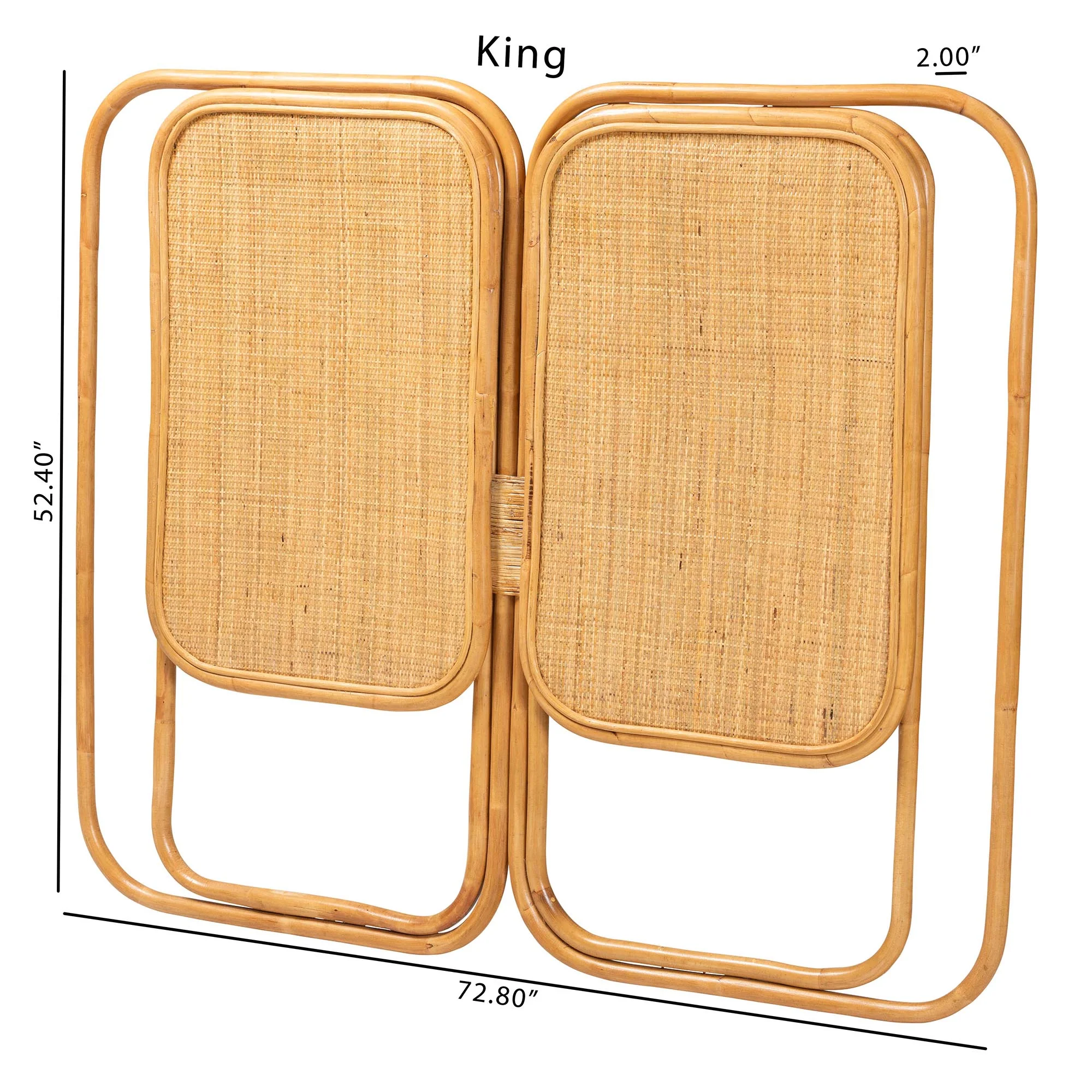 Baxton Studio bali & pari Gowan Modern Bohemian Natural Brown Rattan Queen Size Standalone Headboard - Image 8