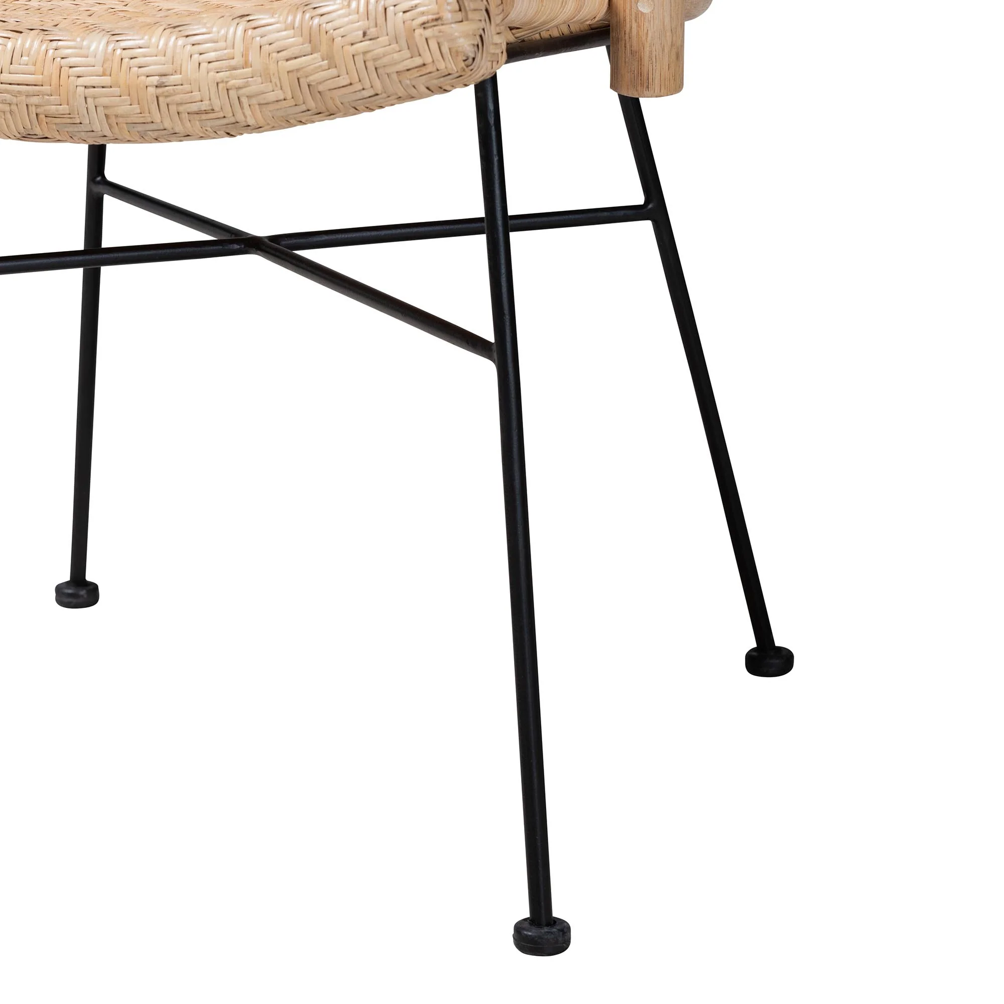 Baxton Studio bali & pari Lisa Modern Bohemian Natural Brown Rattan and Black Metal Dining Chair - Image 7