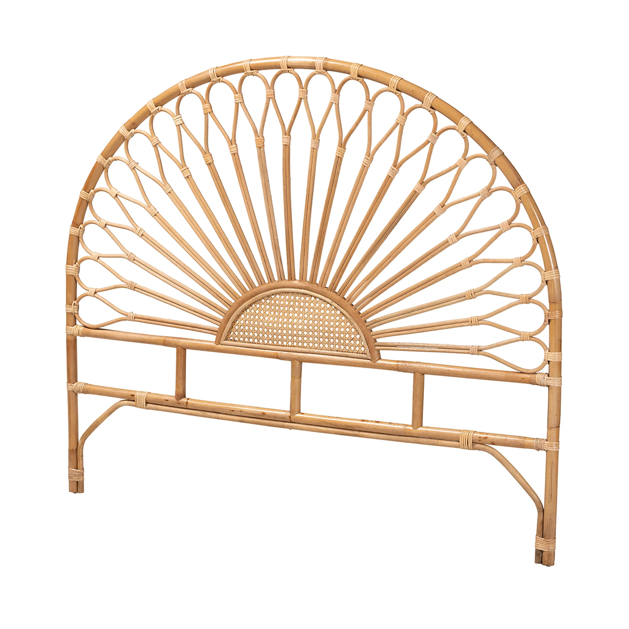 Baxton Studio bali & pari Perenna Modern Bohemian Natural Rattan King Size Standalone Headboard - Image 2