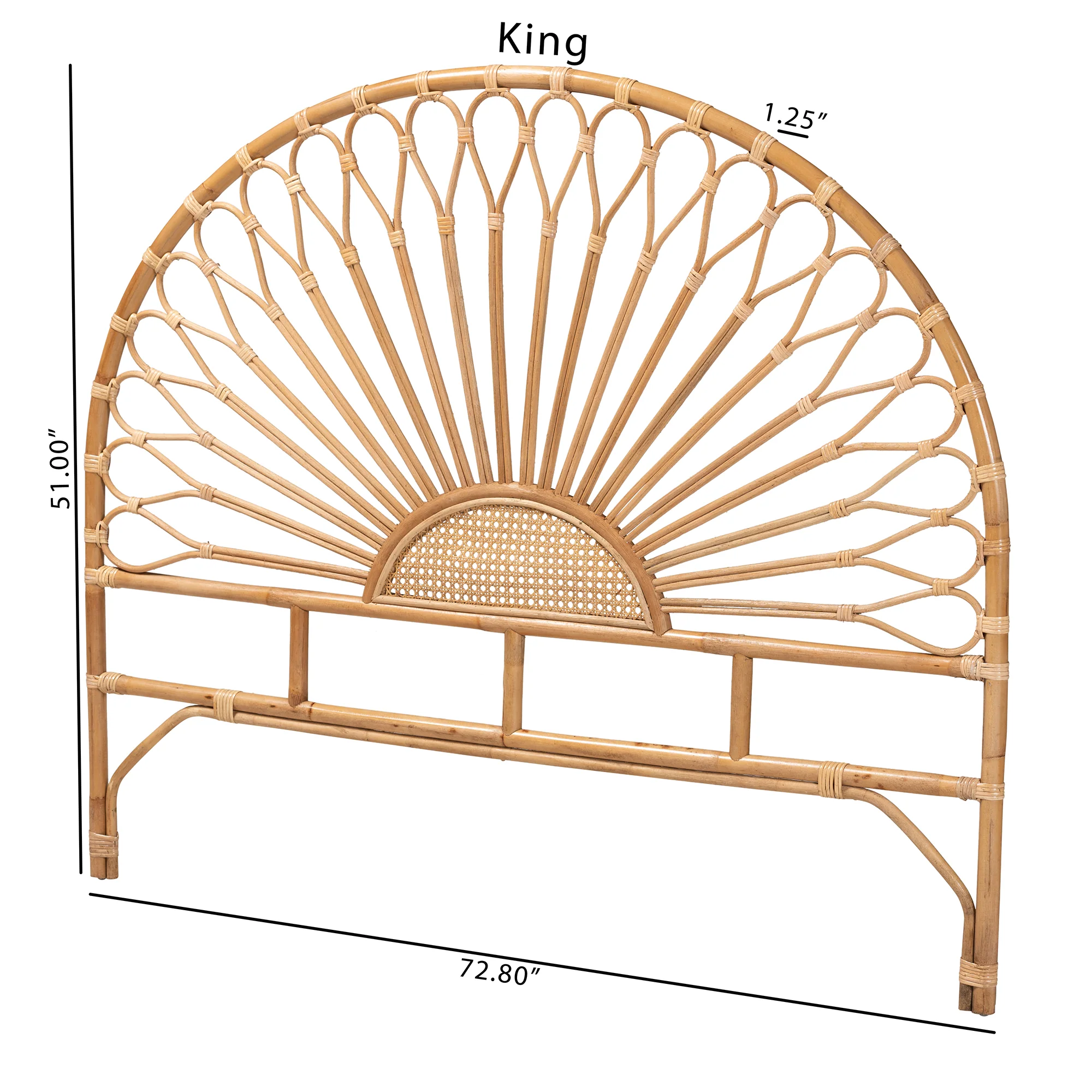 Baxton Studio bali & pari Perenna Modern Bohemian Natural Rattan King Size Standalone Headboard - Image 8