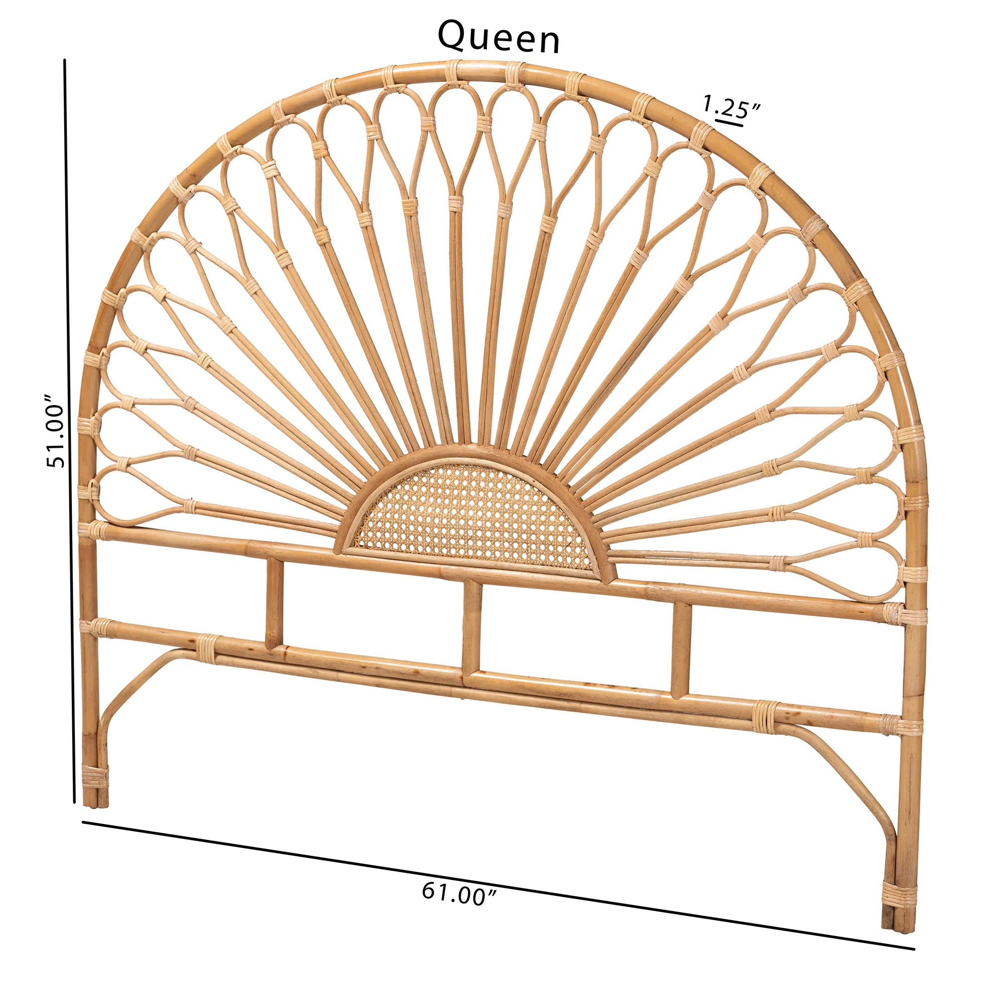 Baxton Studio bali & pari Perenna Modern Bohemian Natural Rattan King Size Standalone Headboard - Image 9