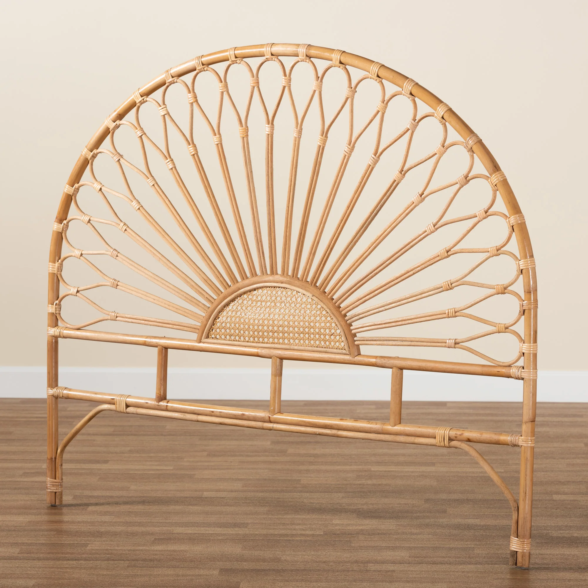 Baxton Studio bali & pari Perenna Modern Bohemian Natural Rattan Queen Size Standalone Headboard - Image 9