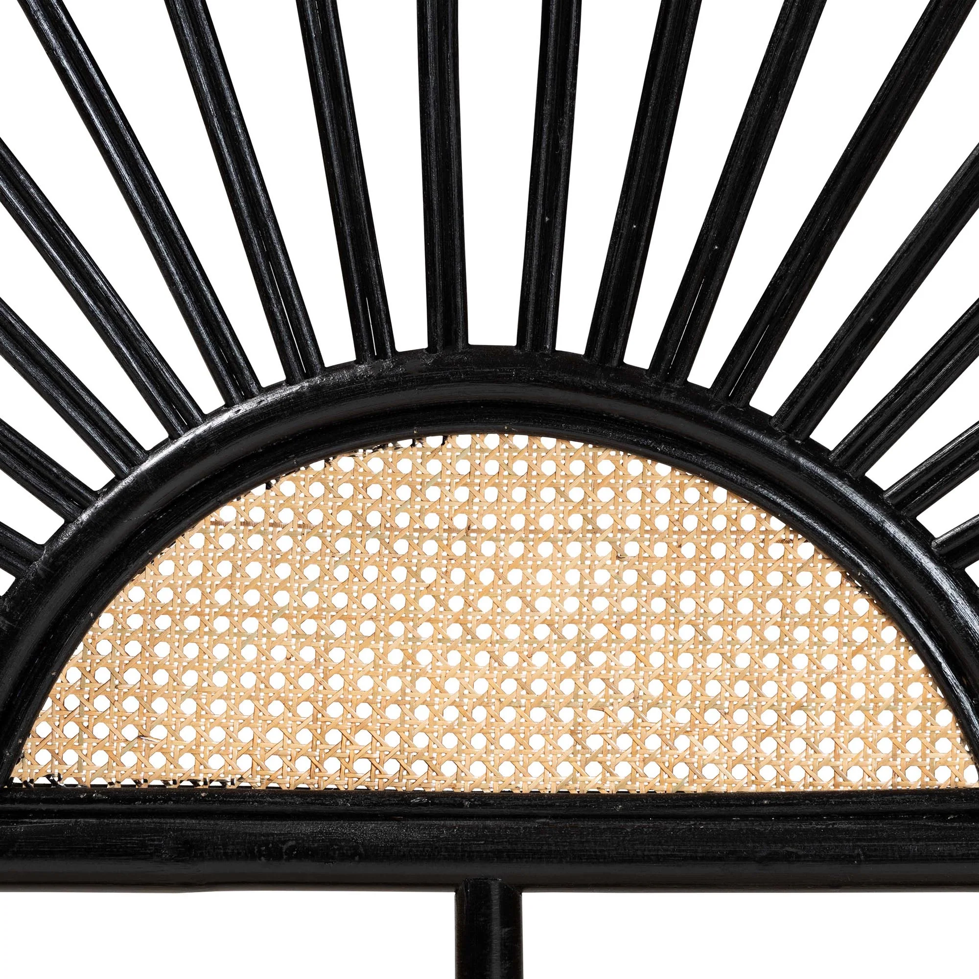 Baxton Studio bali & pari Perenna Modern Bohemian Two-Tone Black and Natural Brown Rattan King Size Standalone Headboard - Image 6