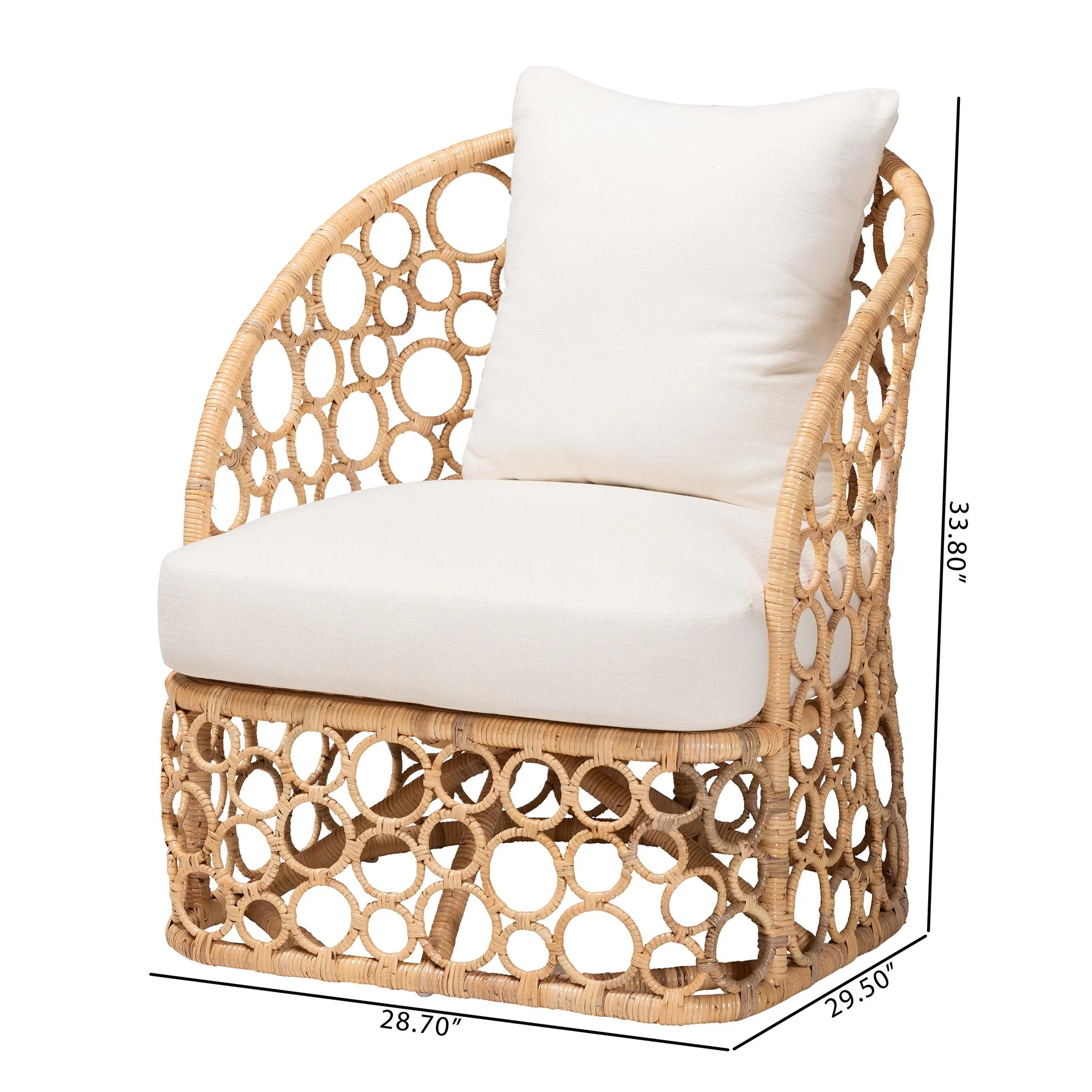 Baxton Studio bali & pari Prisca Bohemian Light Honey Rattan Accent Chair - Image 3